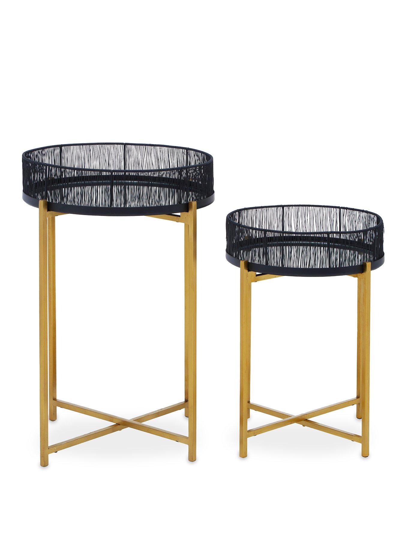 Image 2 of 7 of Interiors By Premier Enzo Set Of Two Black Wire Side Tables