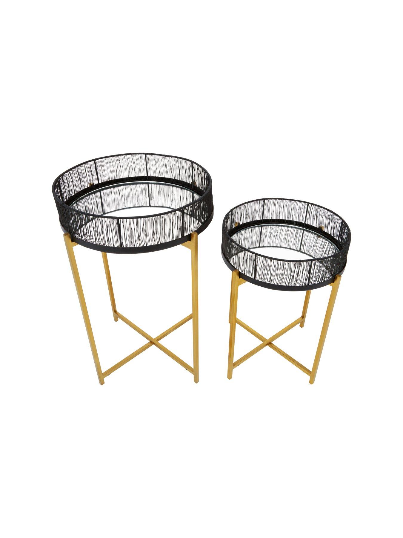 Image 3 of 7 of Interiors By Premier Enzo Set Of Two Black Wire Side Tables