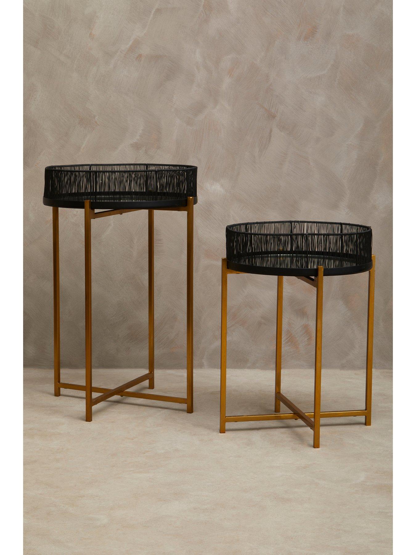 Image 6 of 7 of Interiors By Premier Enzo Set Of Two Black Wire Side Tables
