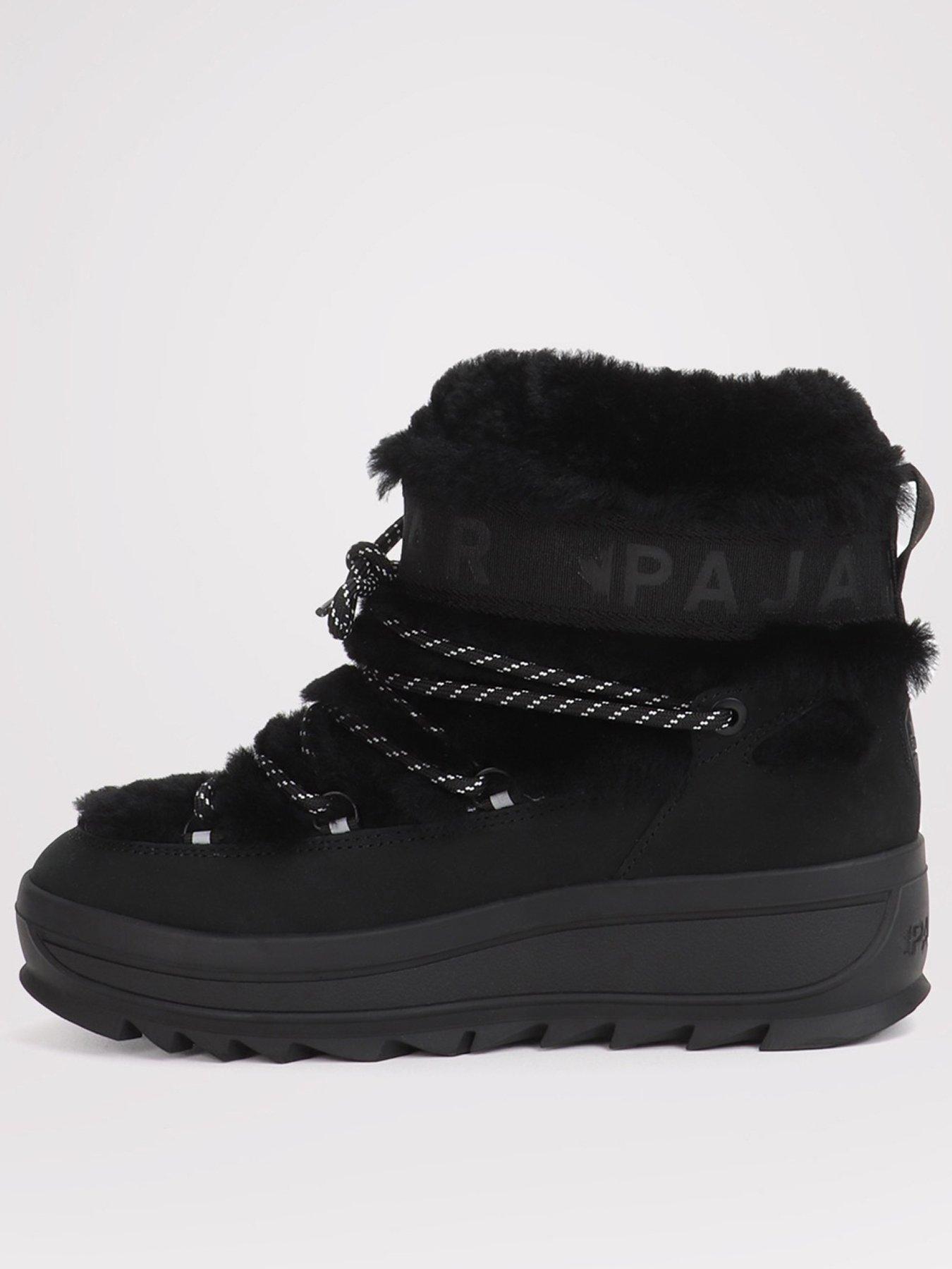 front image of pajar-galaxy-mini-fur-snow-boot-black