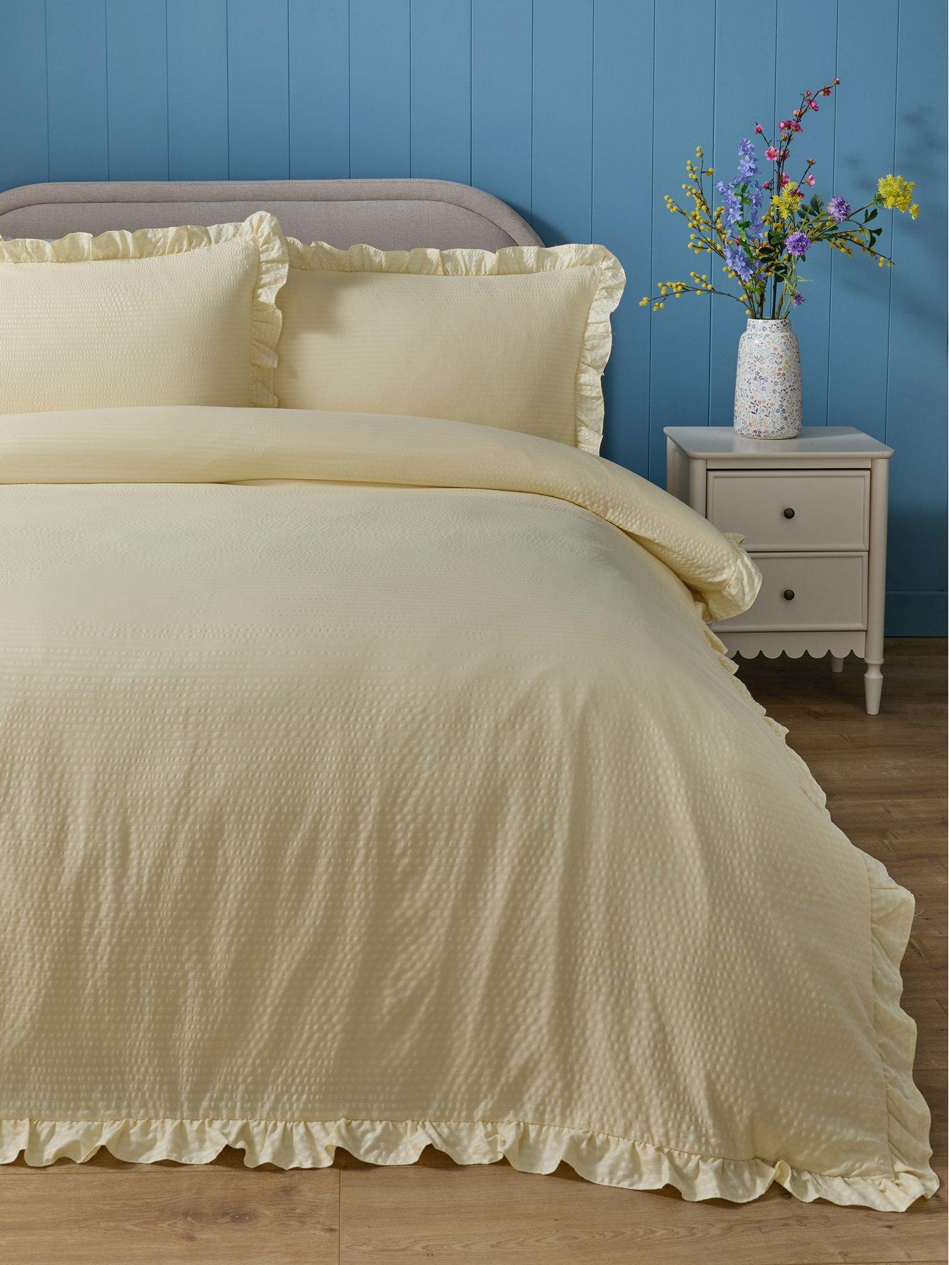 The Very Collection Super Soft Seersucker Stripe Duvet Set With Frill Edge