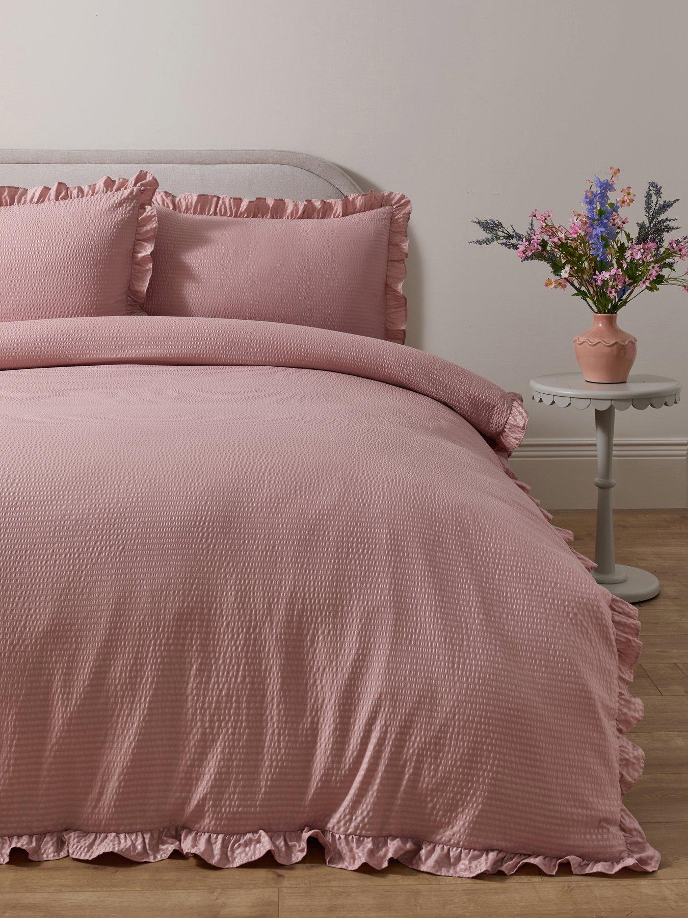 The Very Collection Super Soft Seersucker Stripe Duvet Set With Frill Edge