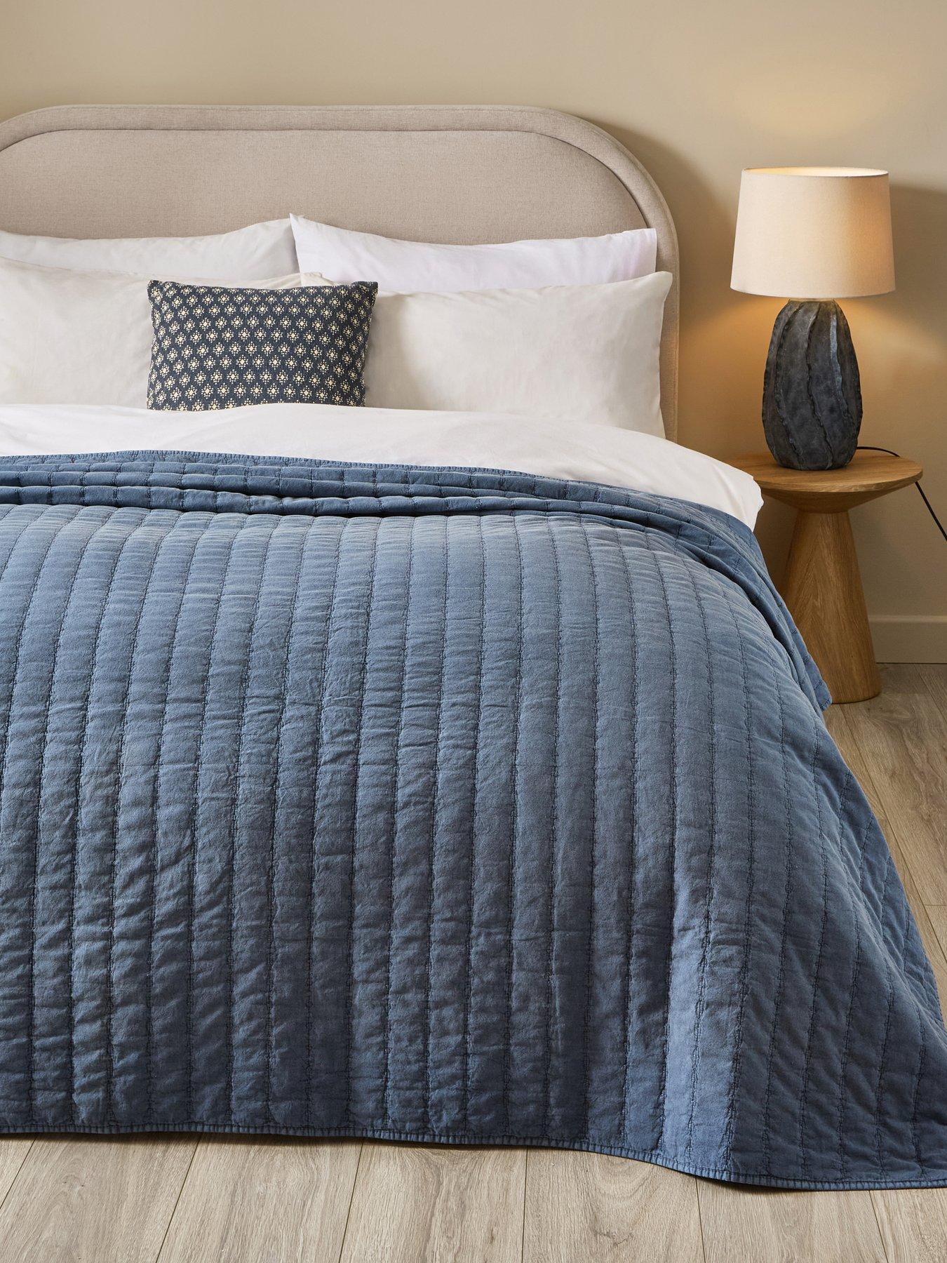 Image 1 of 5 of The Very Collection Cotton Quilted Stripe Bedspread 200x220cm