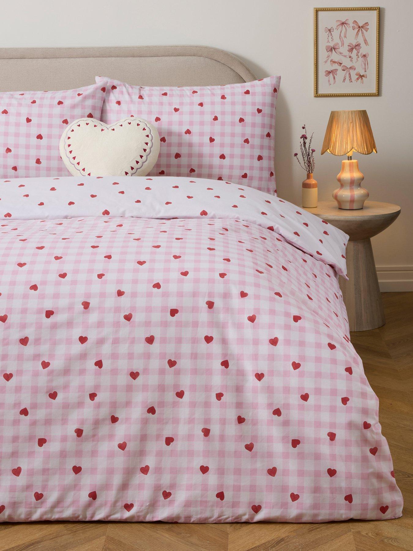 The Very Collection Hearts Gingham Printed Duvet Set