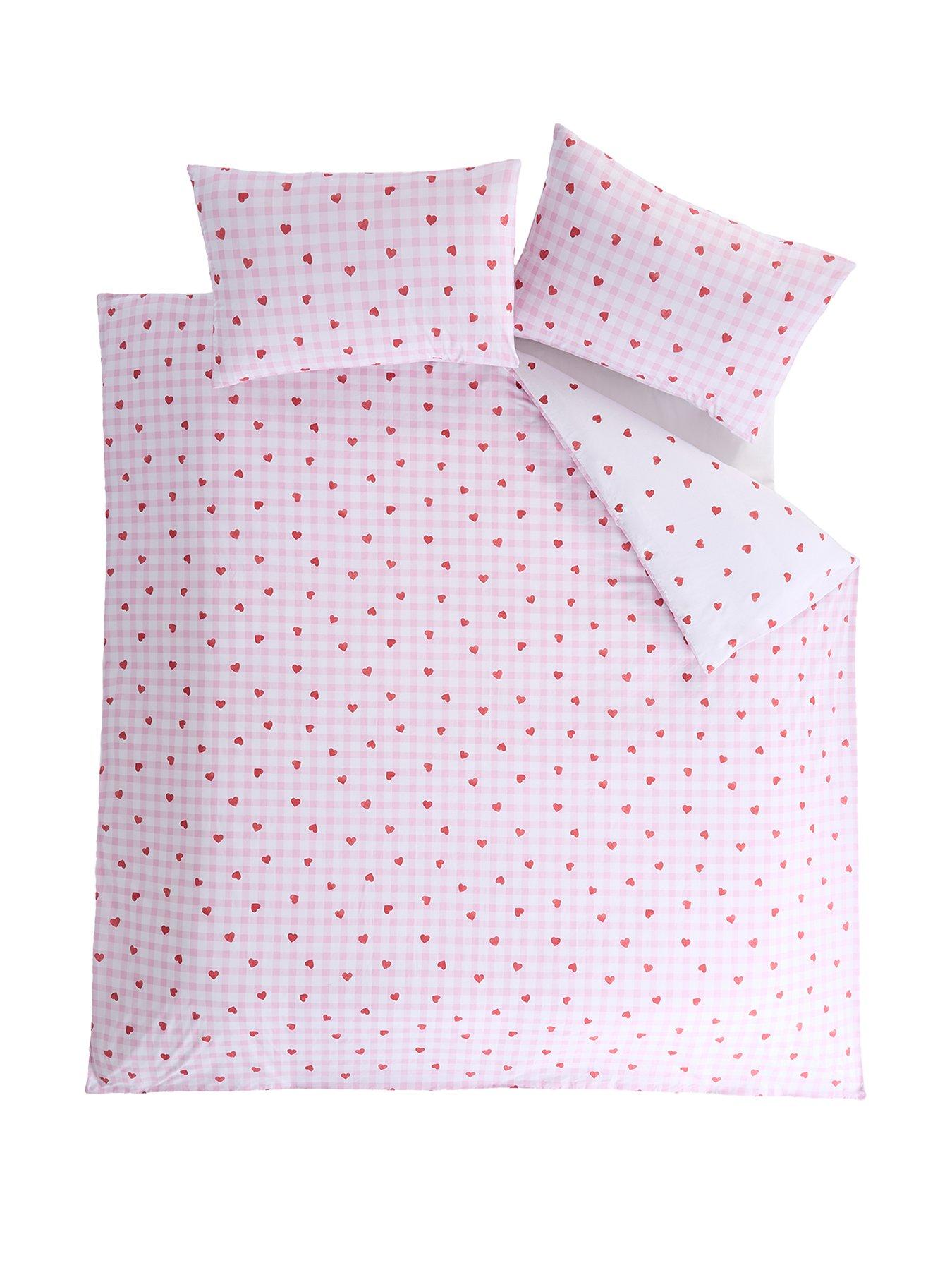  image of the-very-collection-hearts-gingham-printed-duvet-set