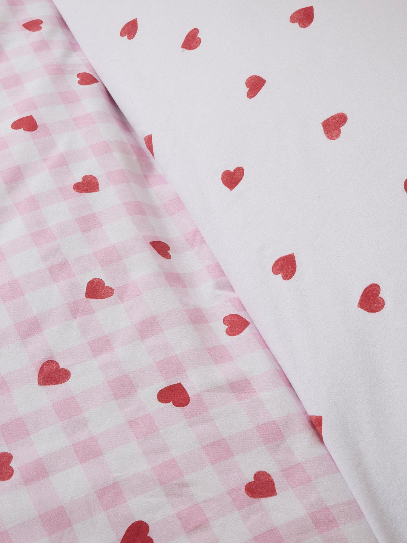  image of the-very-collection-hearts-gingham-printed-duvet-set