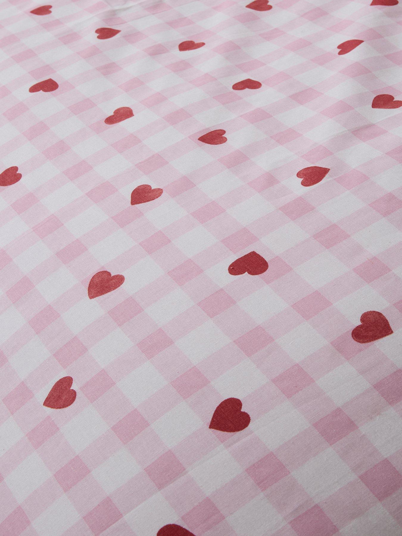  image of the-very-collection-hearts-gingham-printed-duvet-set