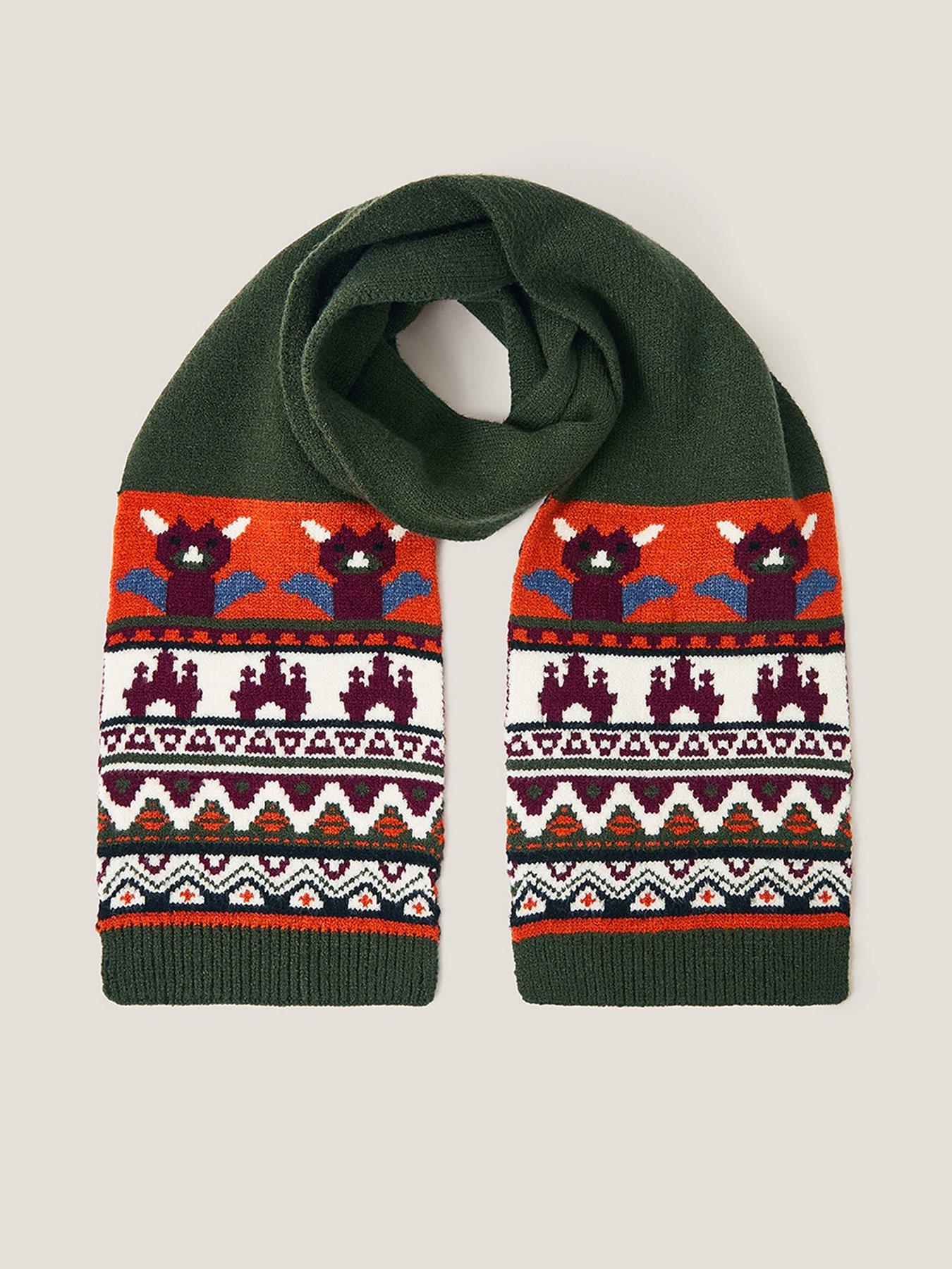 Monsoon Boys Dragon Intarsia Scarf - Multi