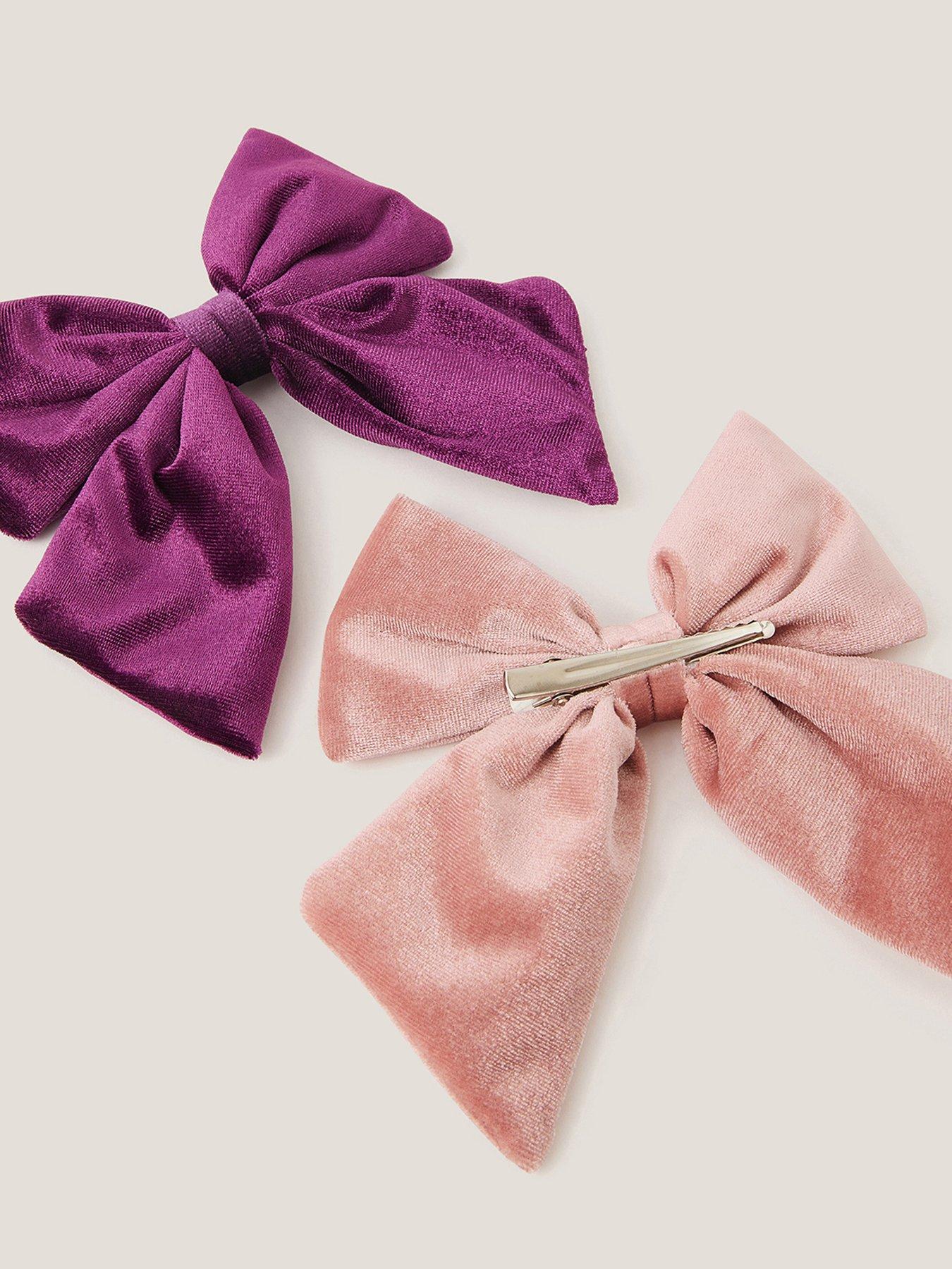 Image 2 of 2 of Monsoon Girls 2 Pack Luxe Bow Hair Clips - Multi