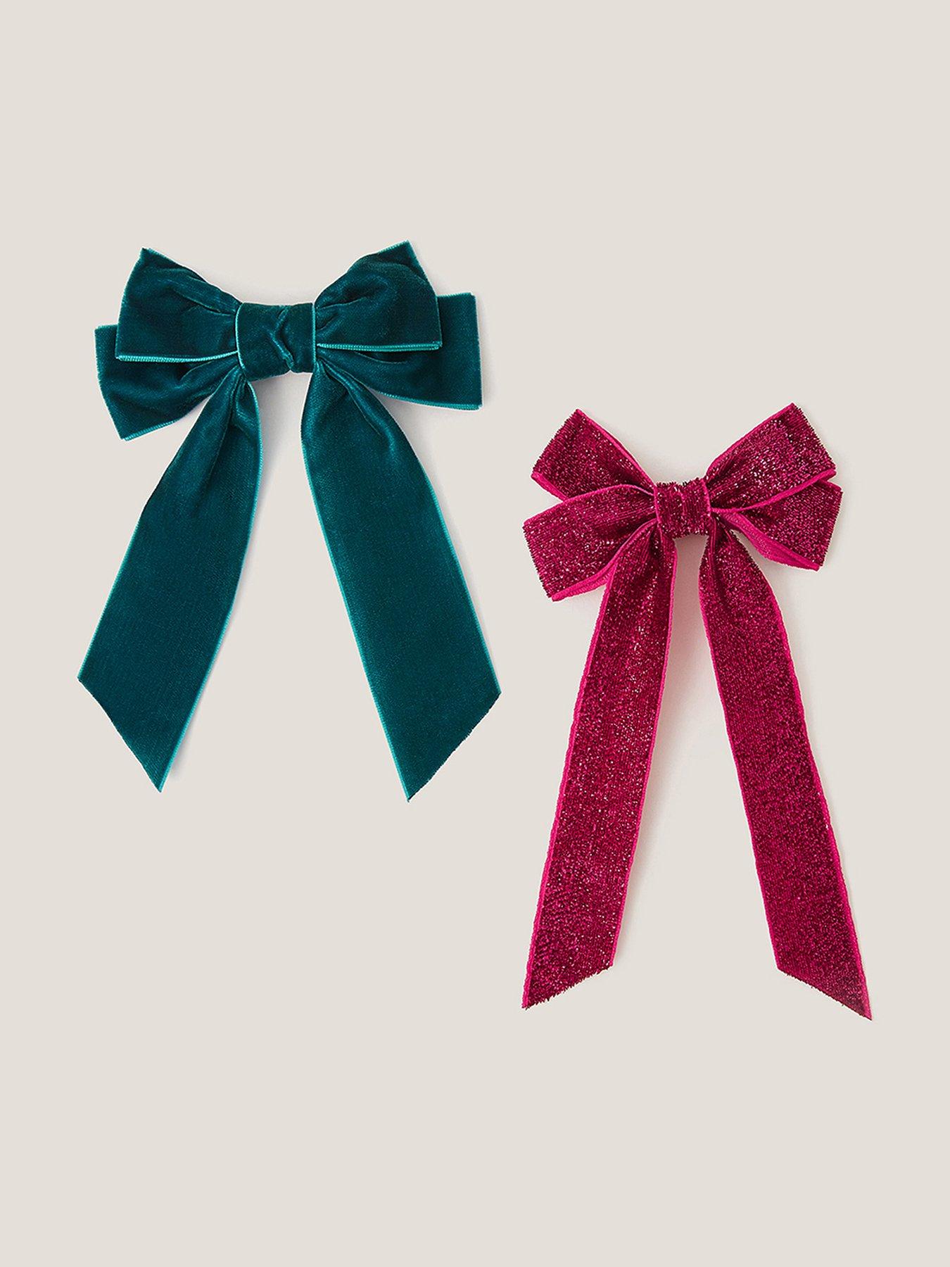 undefined Girls 2 Pack Ribbon Bow Hair Clips - Multi