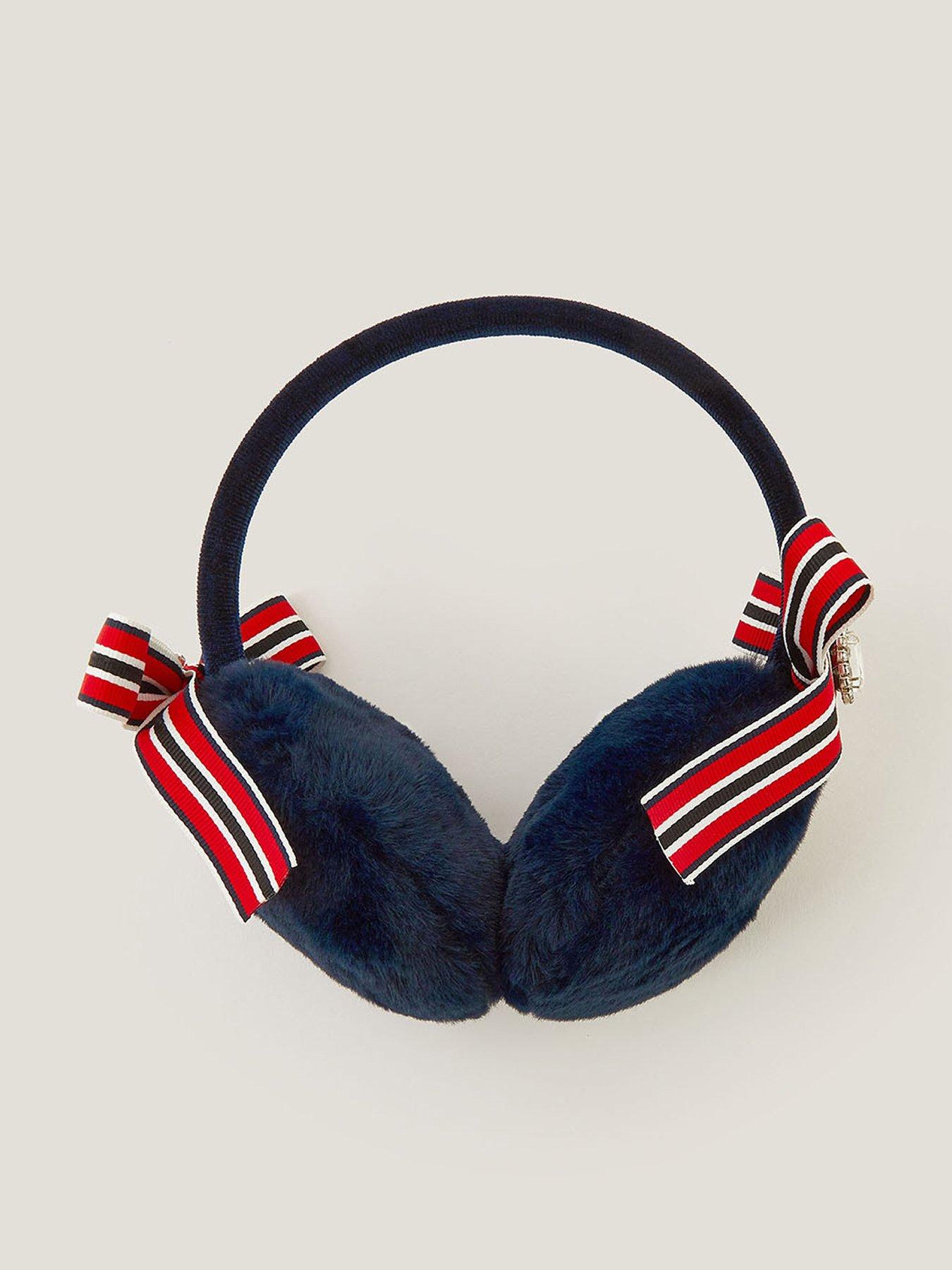  image of monsoon-girls-smart-bow-earmuffs-navy-one-colour