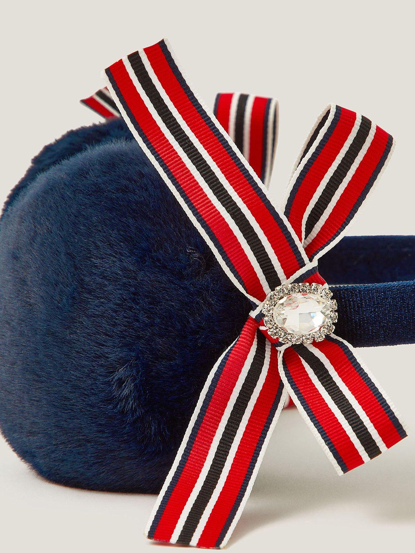  image of monsoon-girls-smart-bow-earmuffs-navy-one-colour