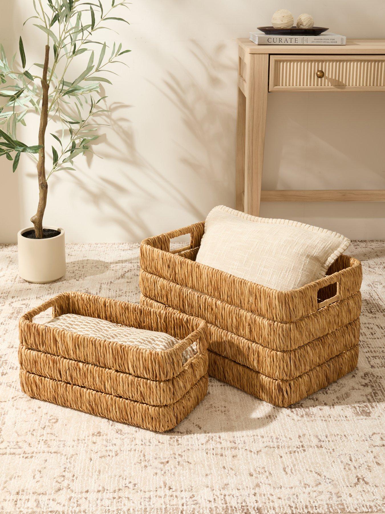 Michelle Keegan Home Mk Set Of 2 Ribbed Woven Storage Basket