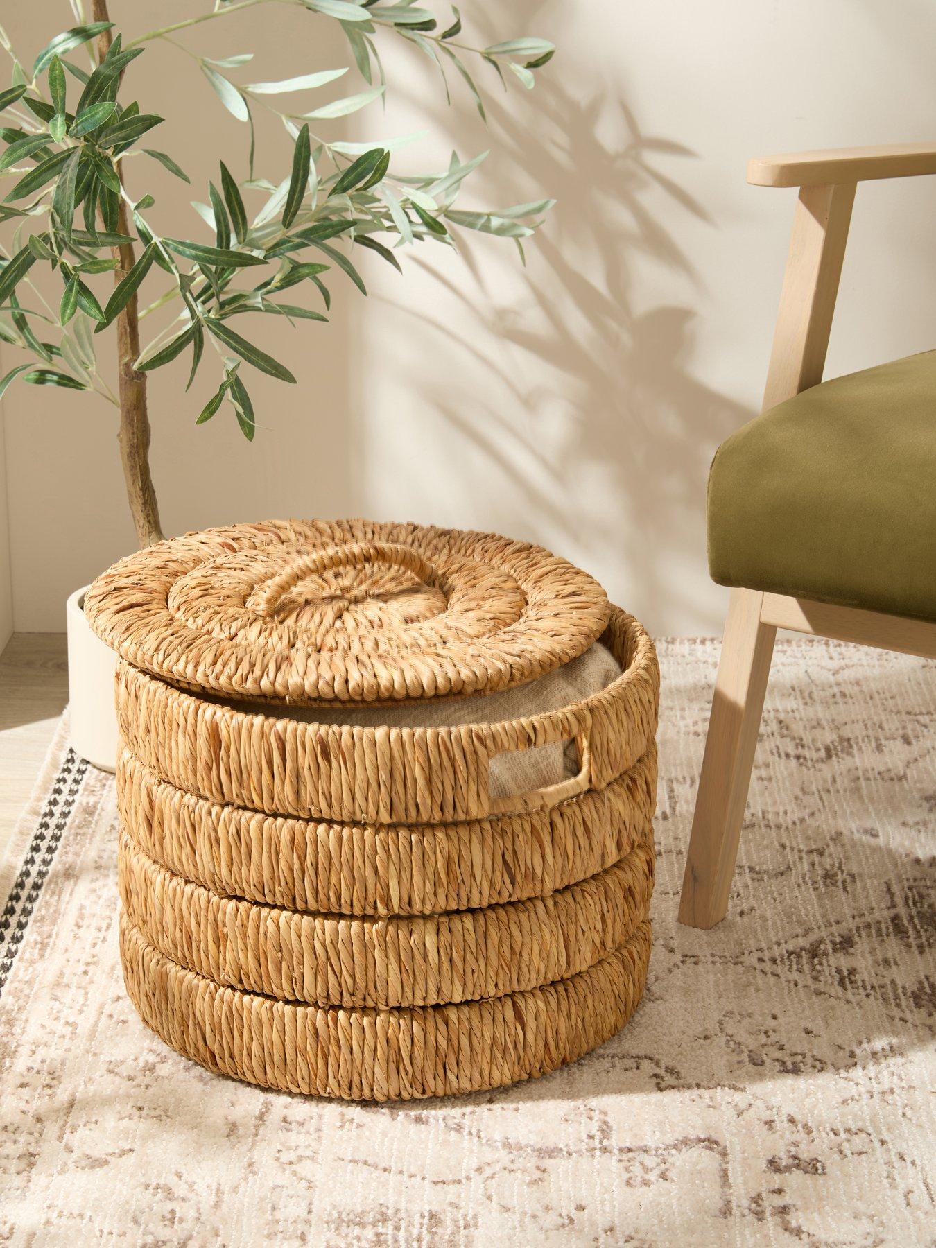 Image 1 of 5 of Michelle Keegan Home Mk Ribbed Woven Storage Basket With Lid