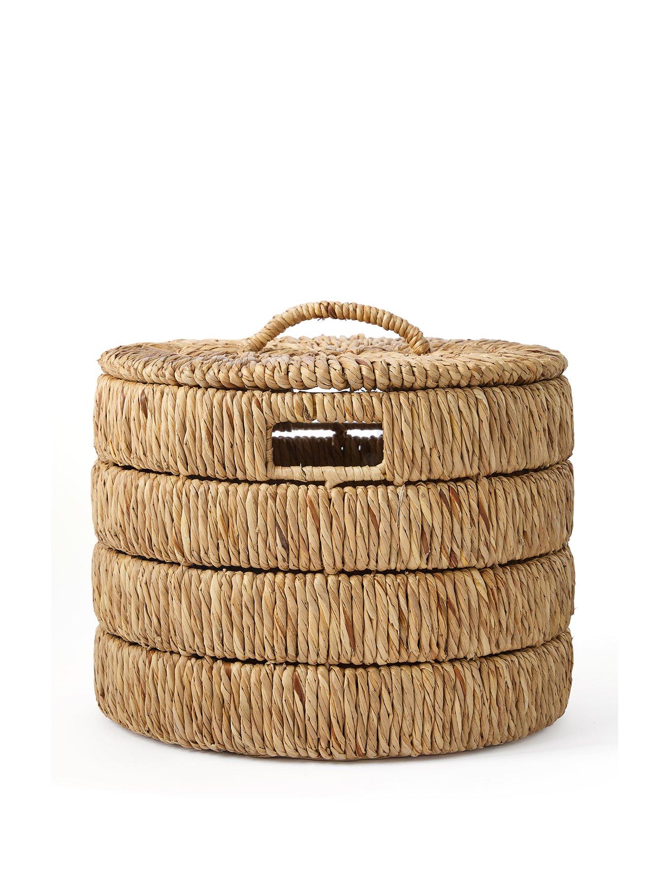 Image 2 of 5 of Michelle Keegan Home Mk Ribbed Woven Storage Basket With Lid