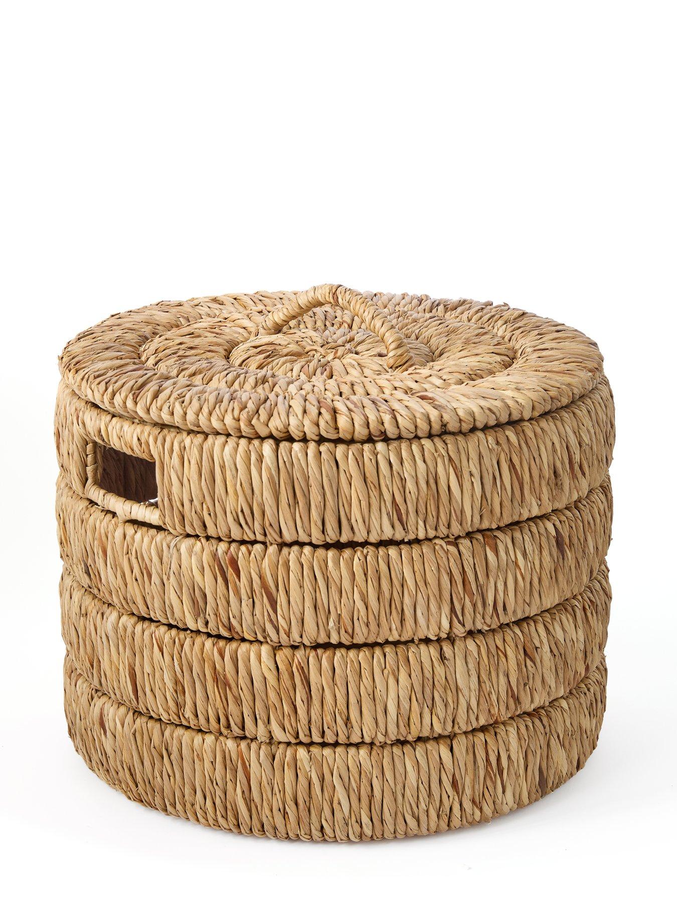 Image 3 of 5 of Michelle Keegan Home Mk Ribbed Woven Storage Basket With Lid