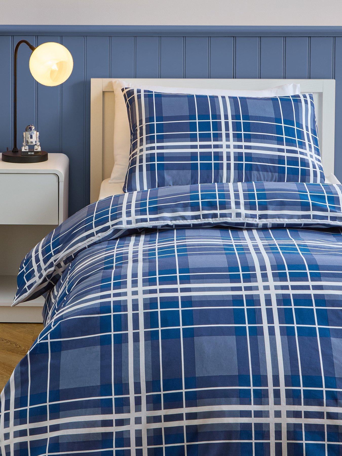 The Very Collection Blue Check Printed Duvet Set