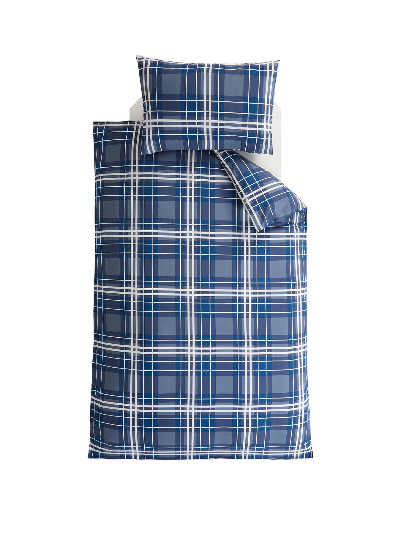 stillFront image of the-very-collection-blue-check-printed-duvet-set