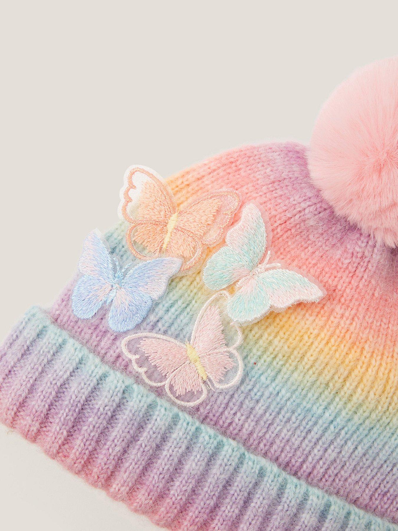  image of monsoon-girls-butterfly-ombre-pom-hat-multi