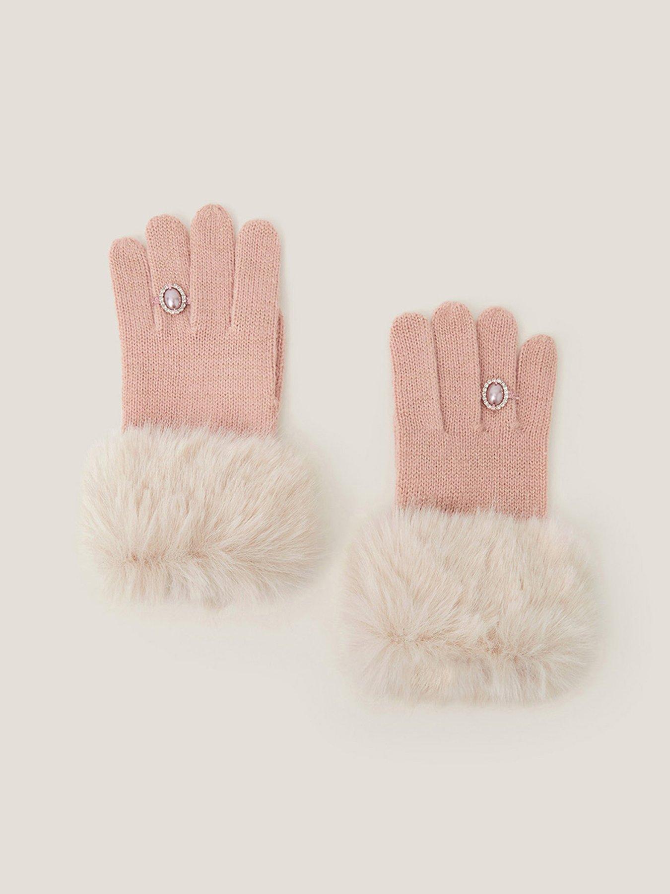 Monsoon Girls Glam Ring Gloves - Pink