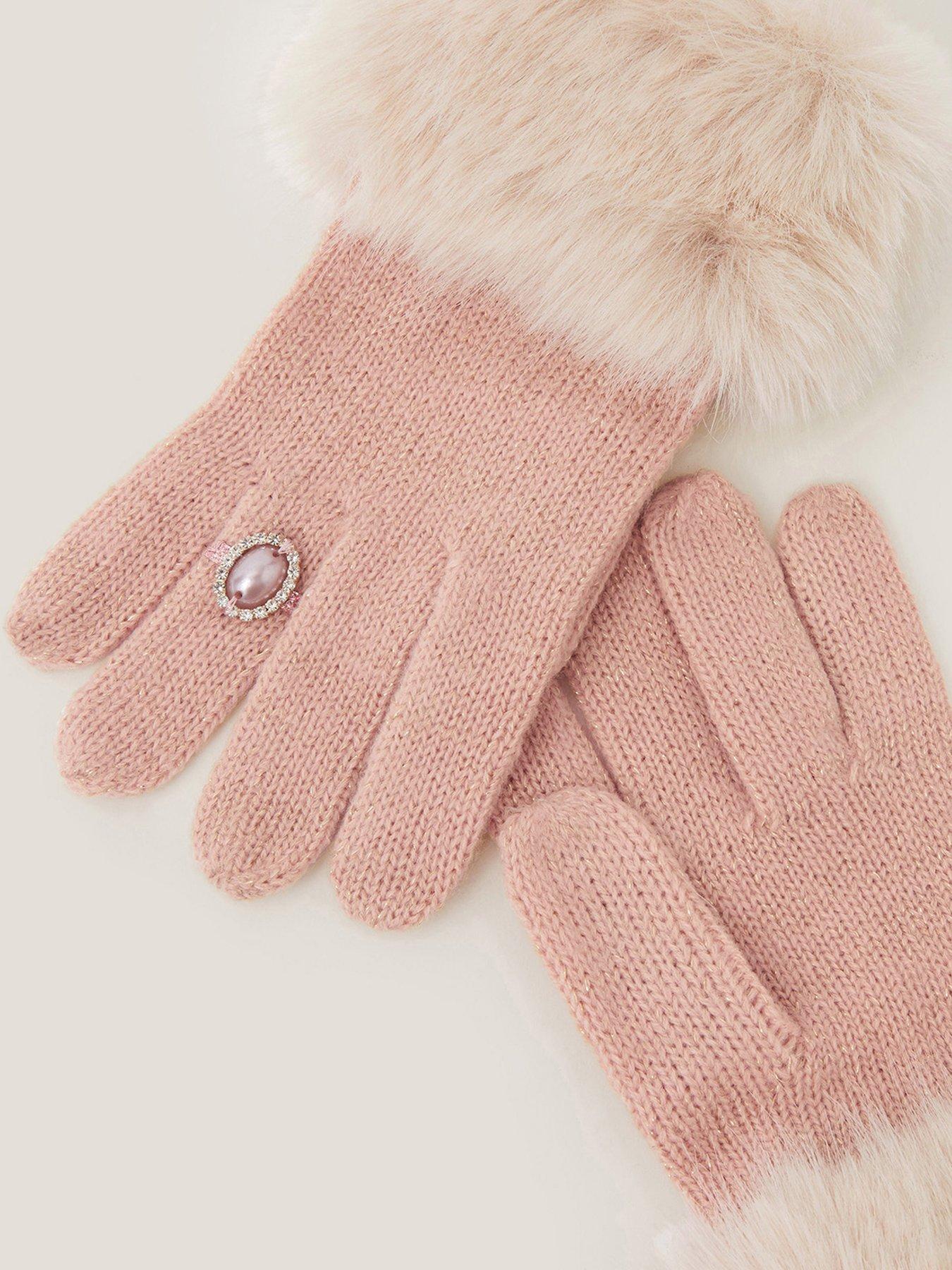Image 2 of 2 of Monsoon Girls Glam Ring Gloves - Pink