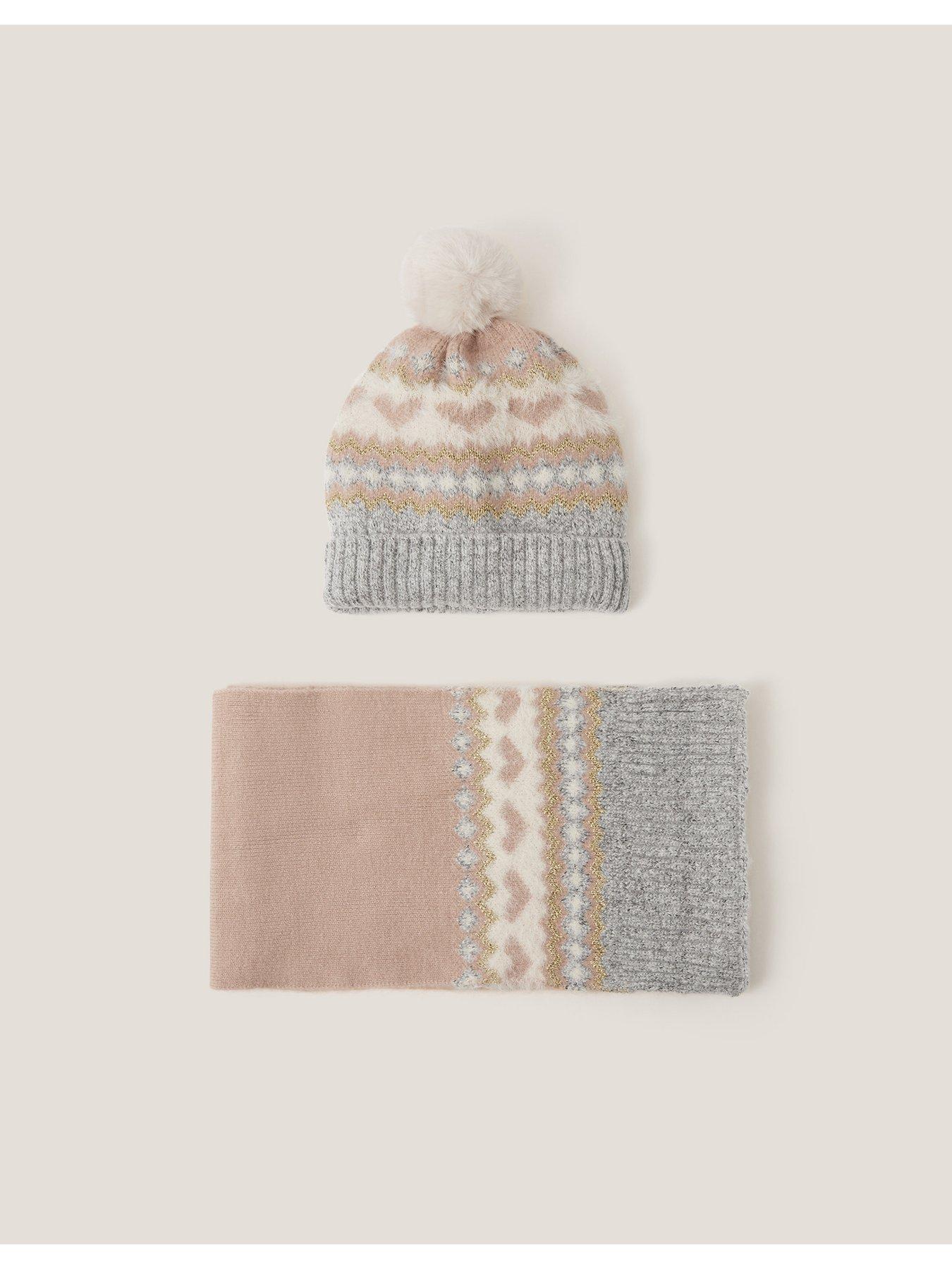 Image 2 of 2 of Monsoon Girls Heart Intarsia Hat Set - Multi