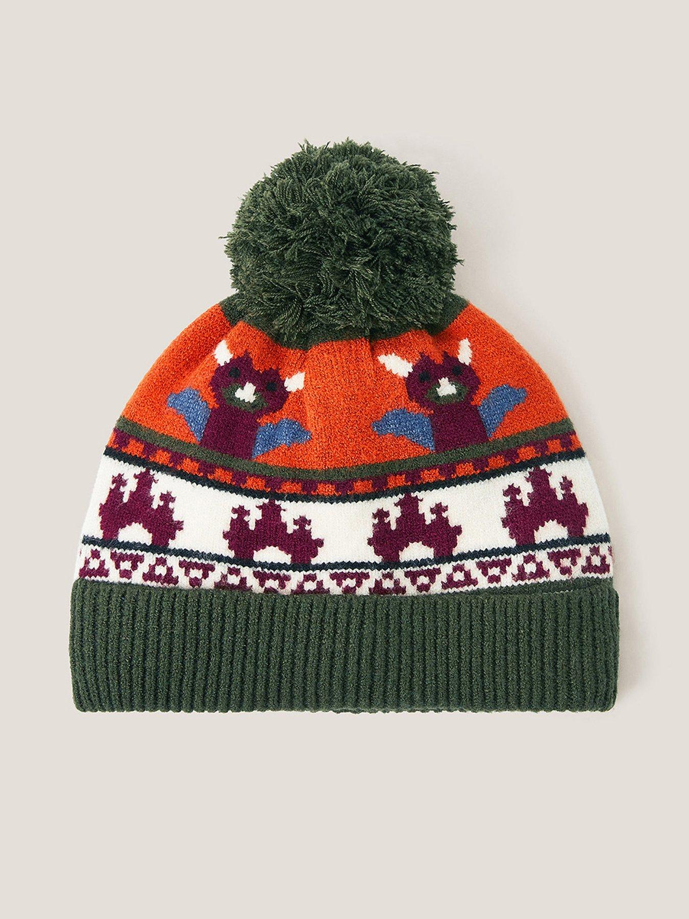 Monsoon Boys Dragon Intarsia Hat - Multi
