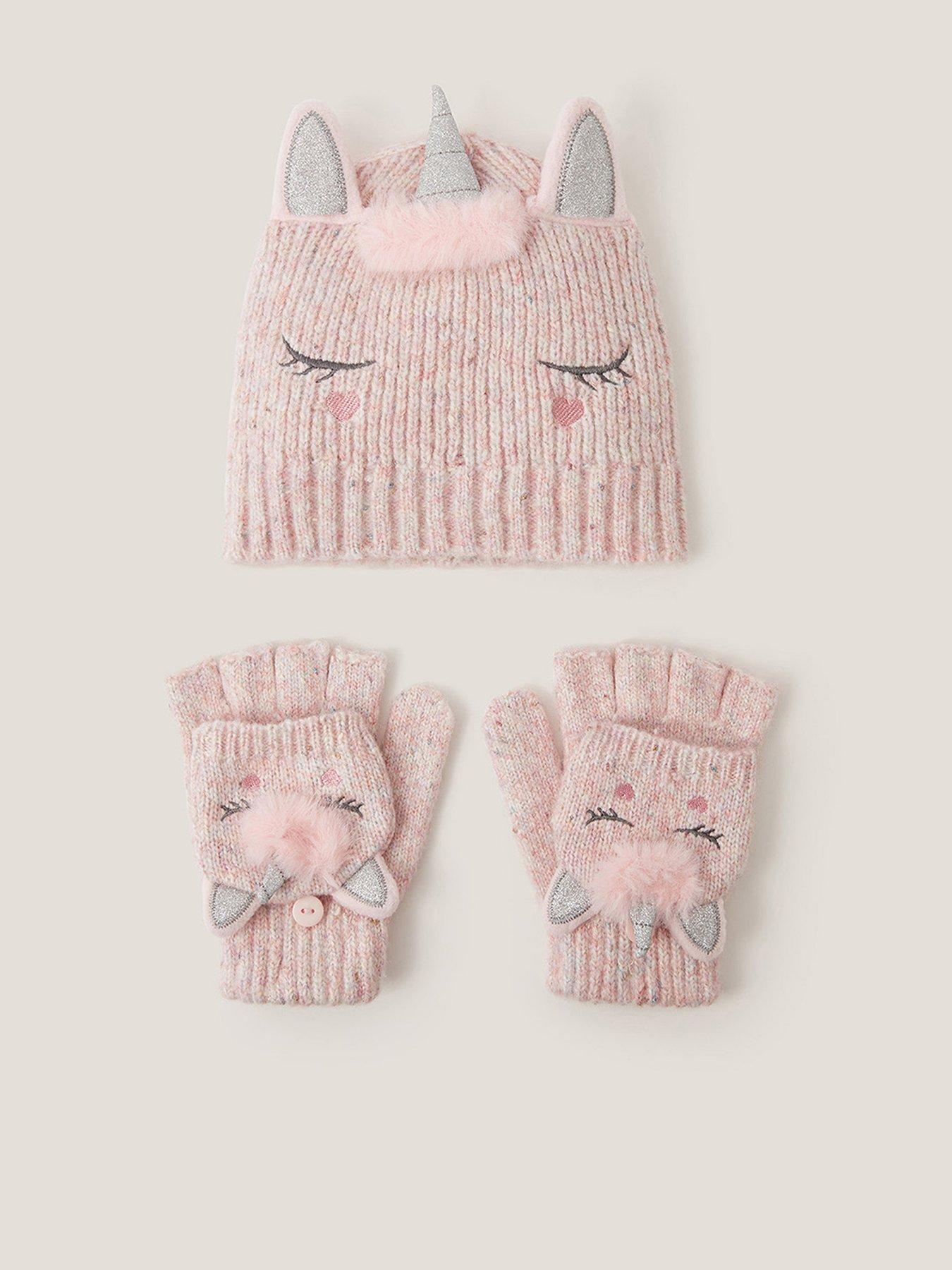 undefined Girls Unicorn Pom Hat And Gloves - Multi