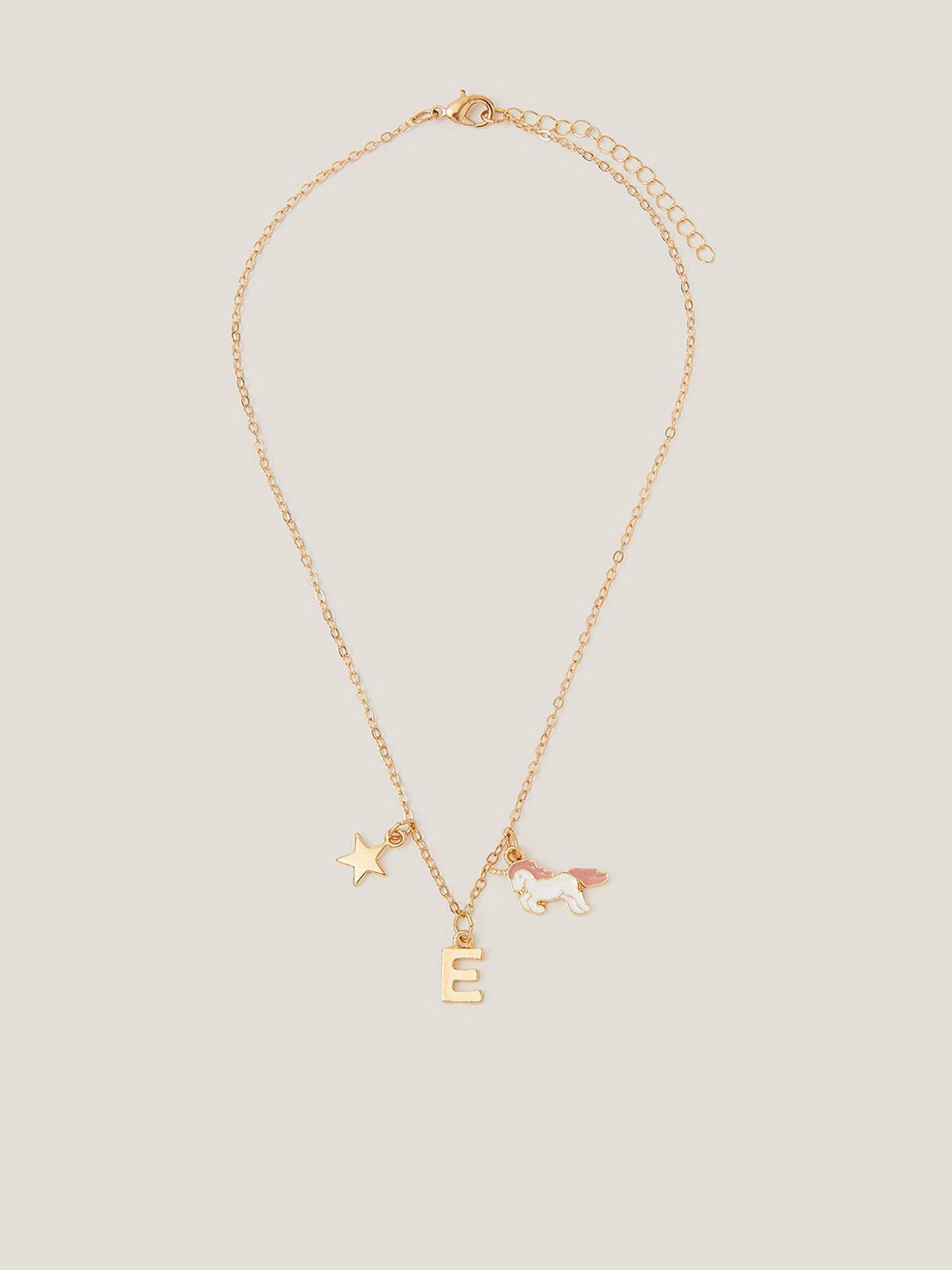 undefined Girls Initial Unicorn Necklace - Pink