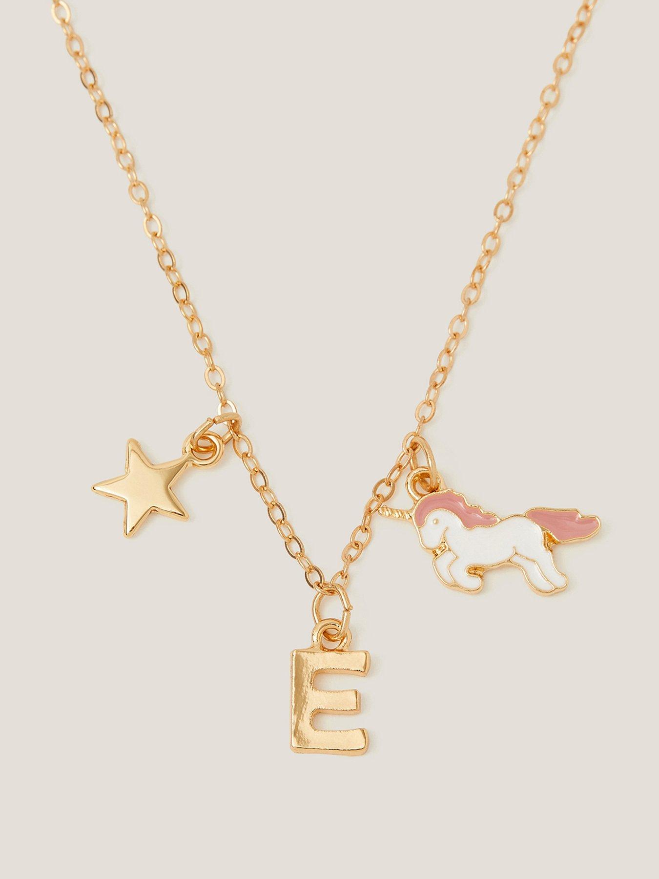 Image 2 of 4 of Monsoon Girls Initial Unicorn Necklace - Pink