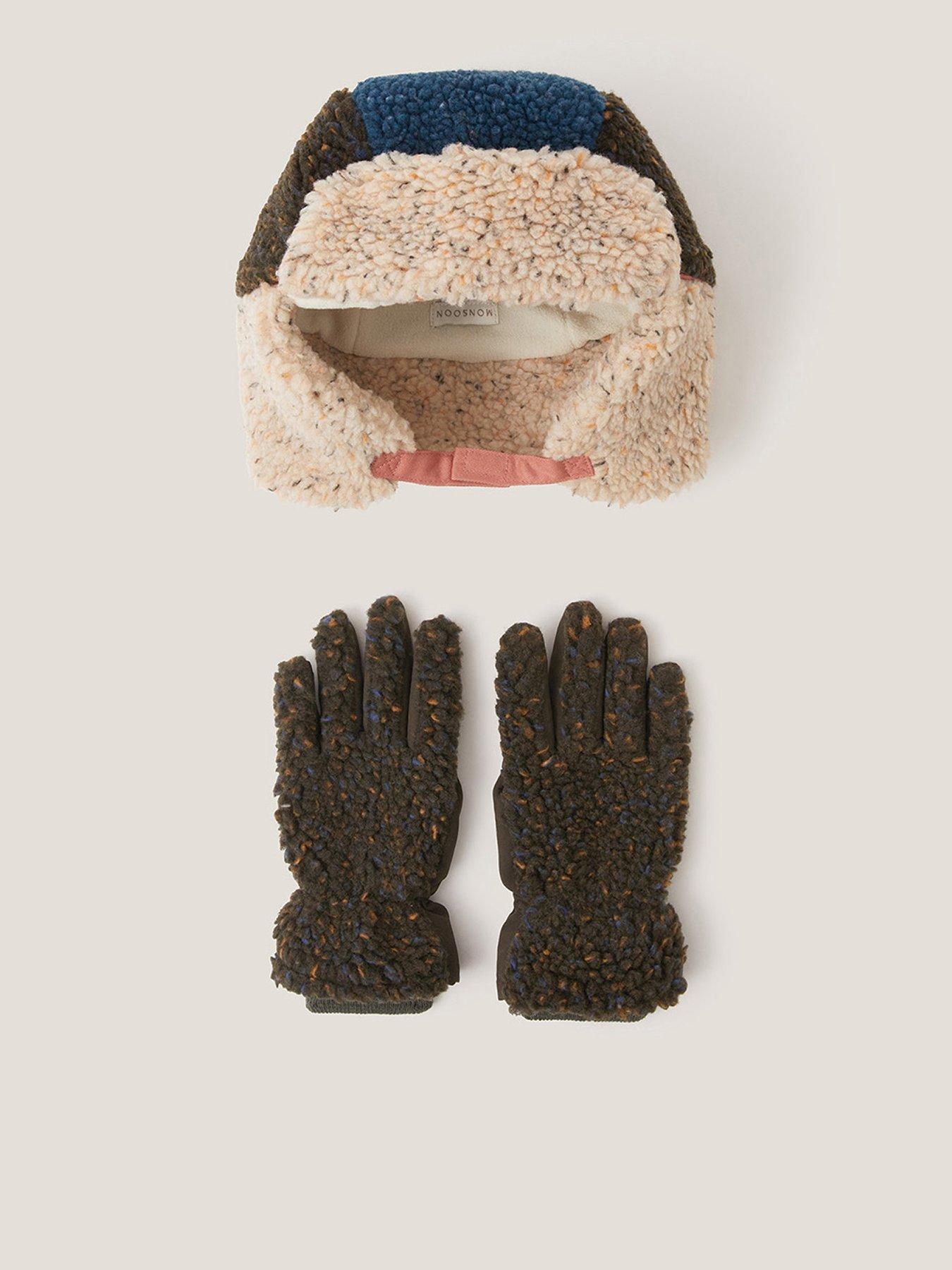 Monsoon Boys Borg Trapper Hat And Gloves - Multi