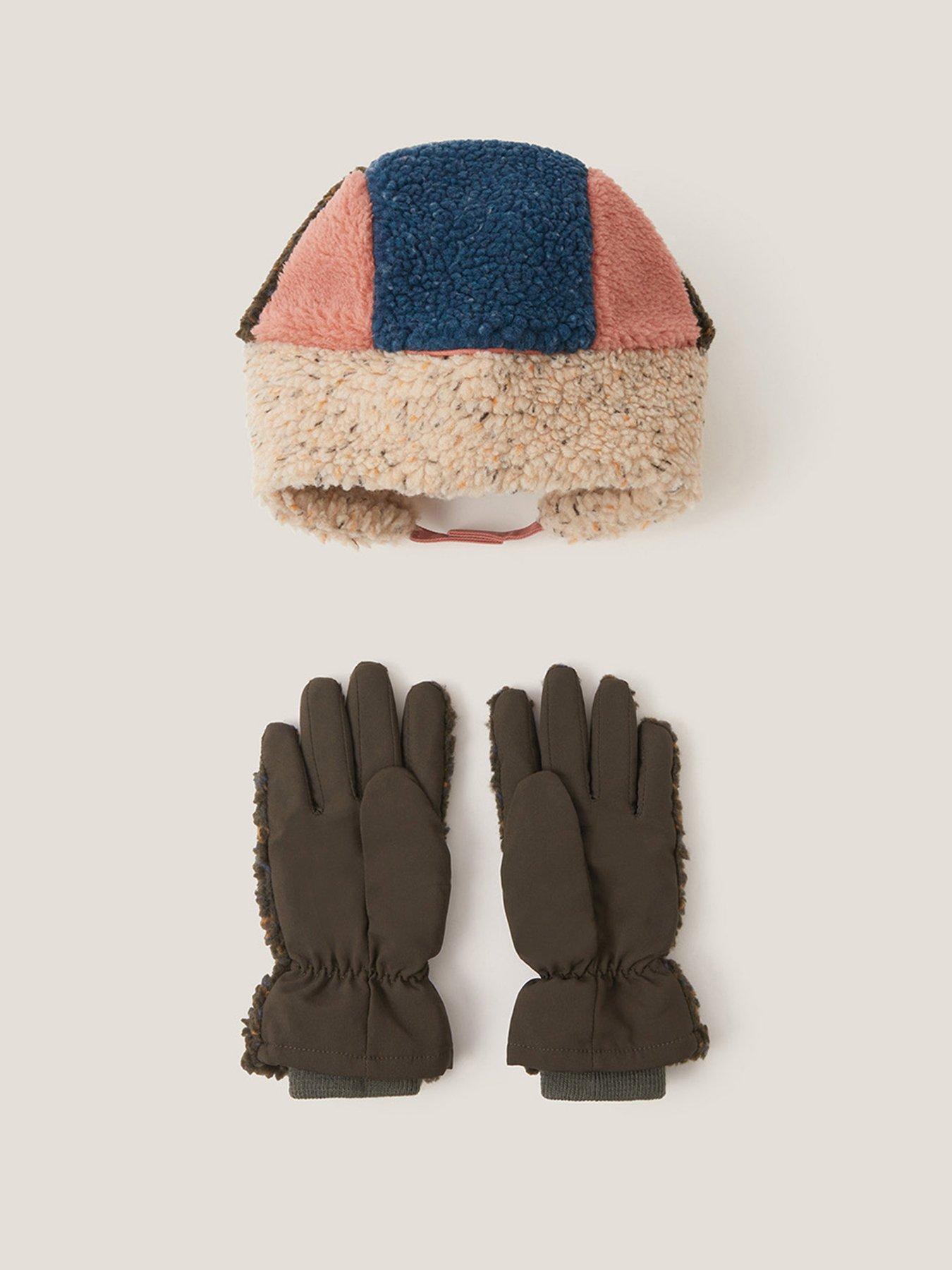  image of monsoon-boys-borg-trapper-hat-and-gloves-multi