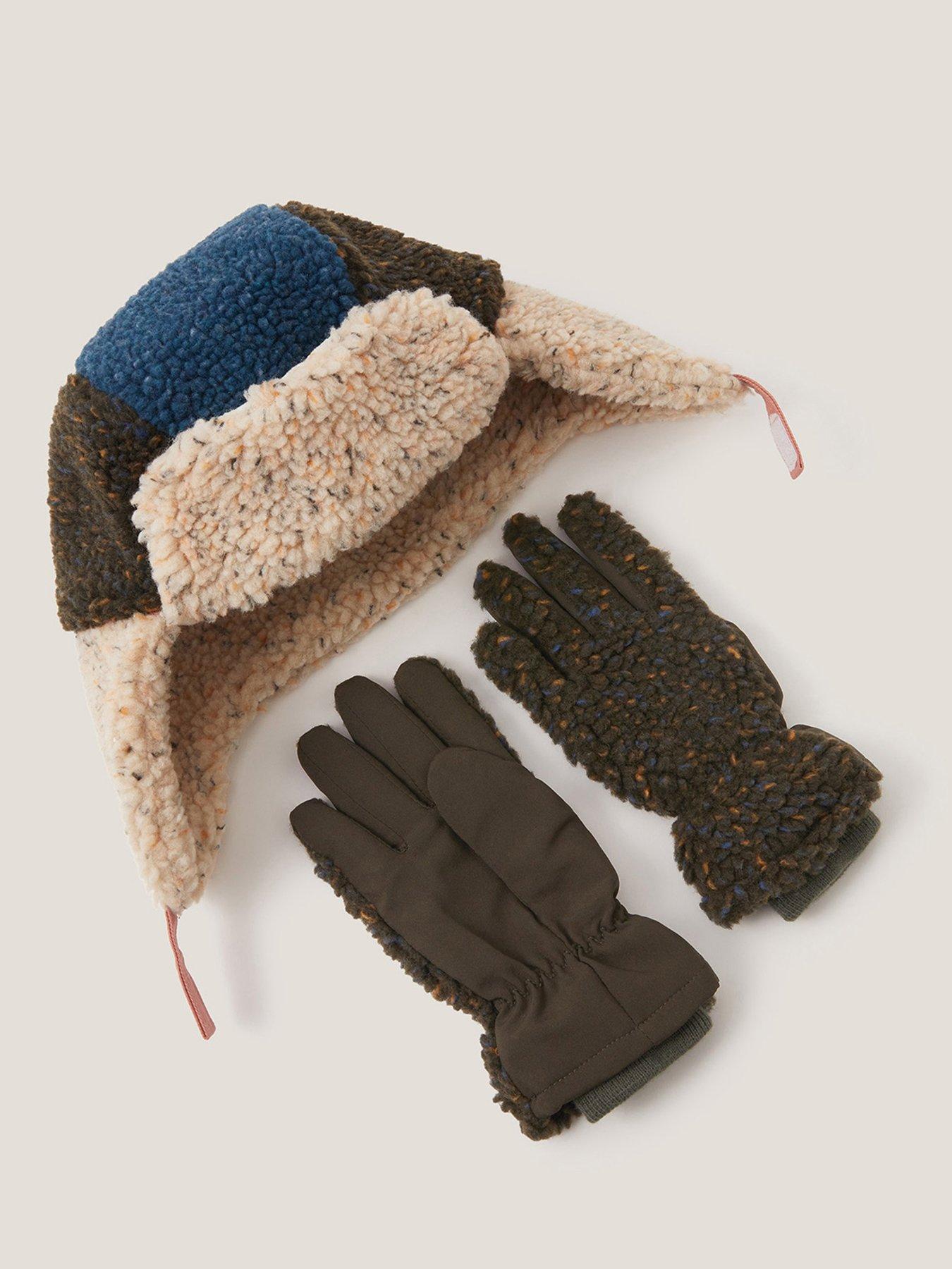  image of monsoon-boys-borg-trapper-hat-and-gloves-multi