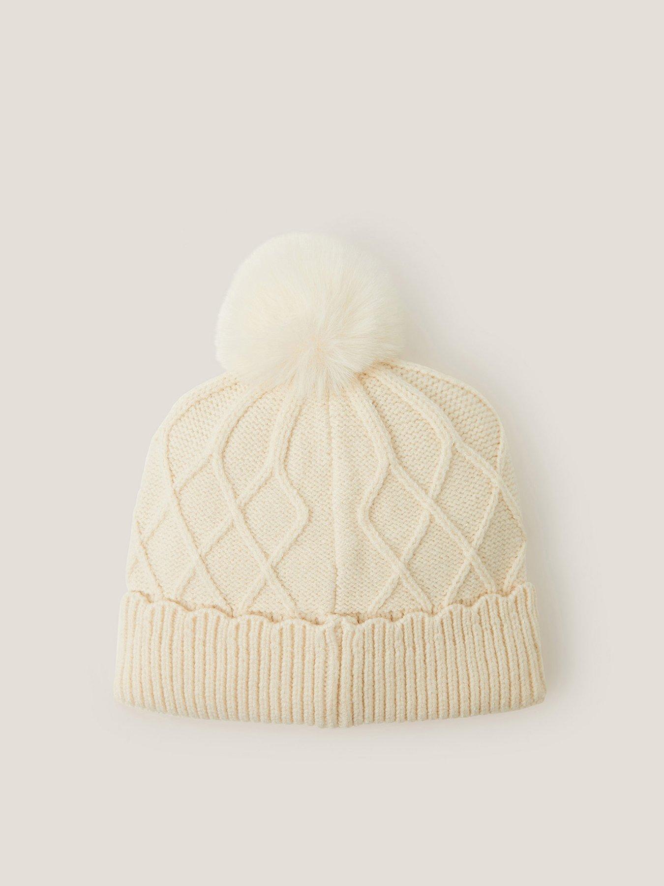  image of monsoon-girls-criss-cross-pom-hat-light-cream