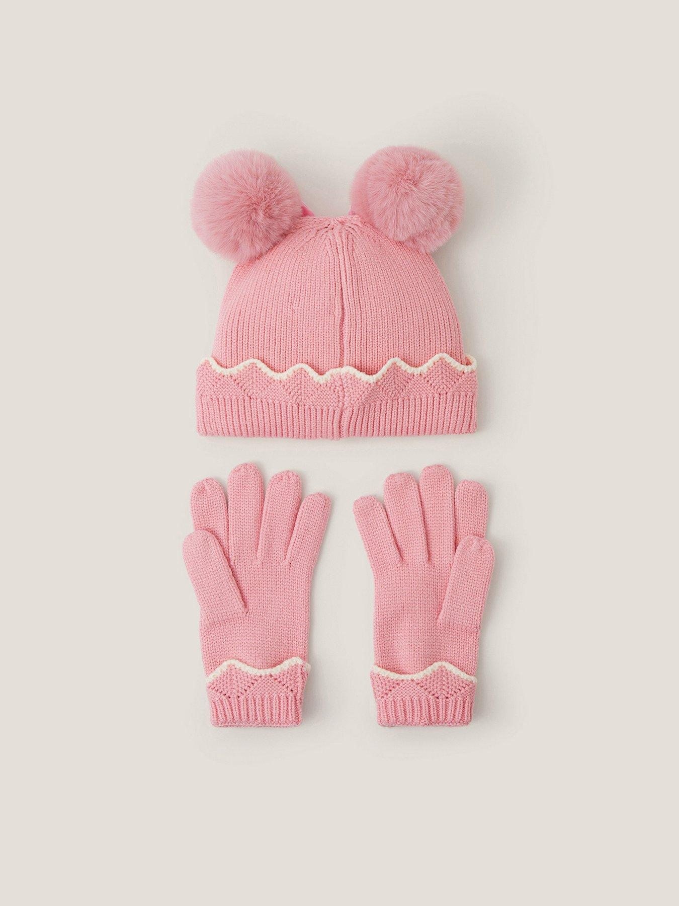  image of monsoon-girls-scallop-bow-hat-set-pink