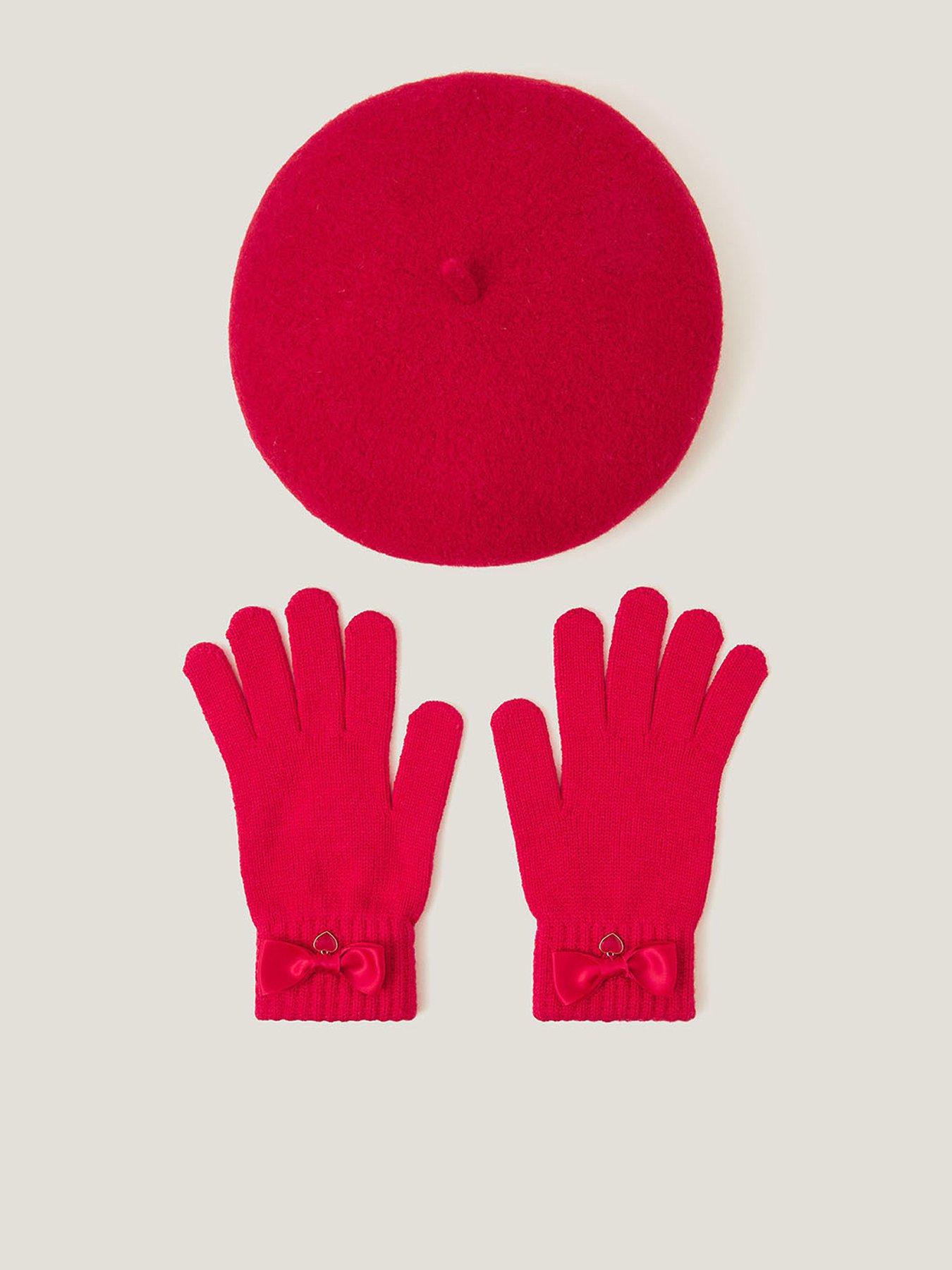Monsoon Girls Beret And Gloves Set - Red