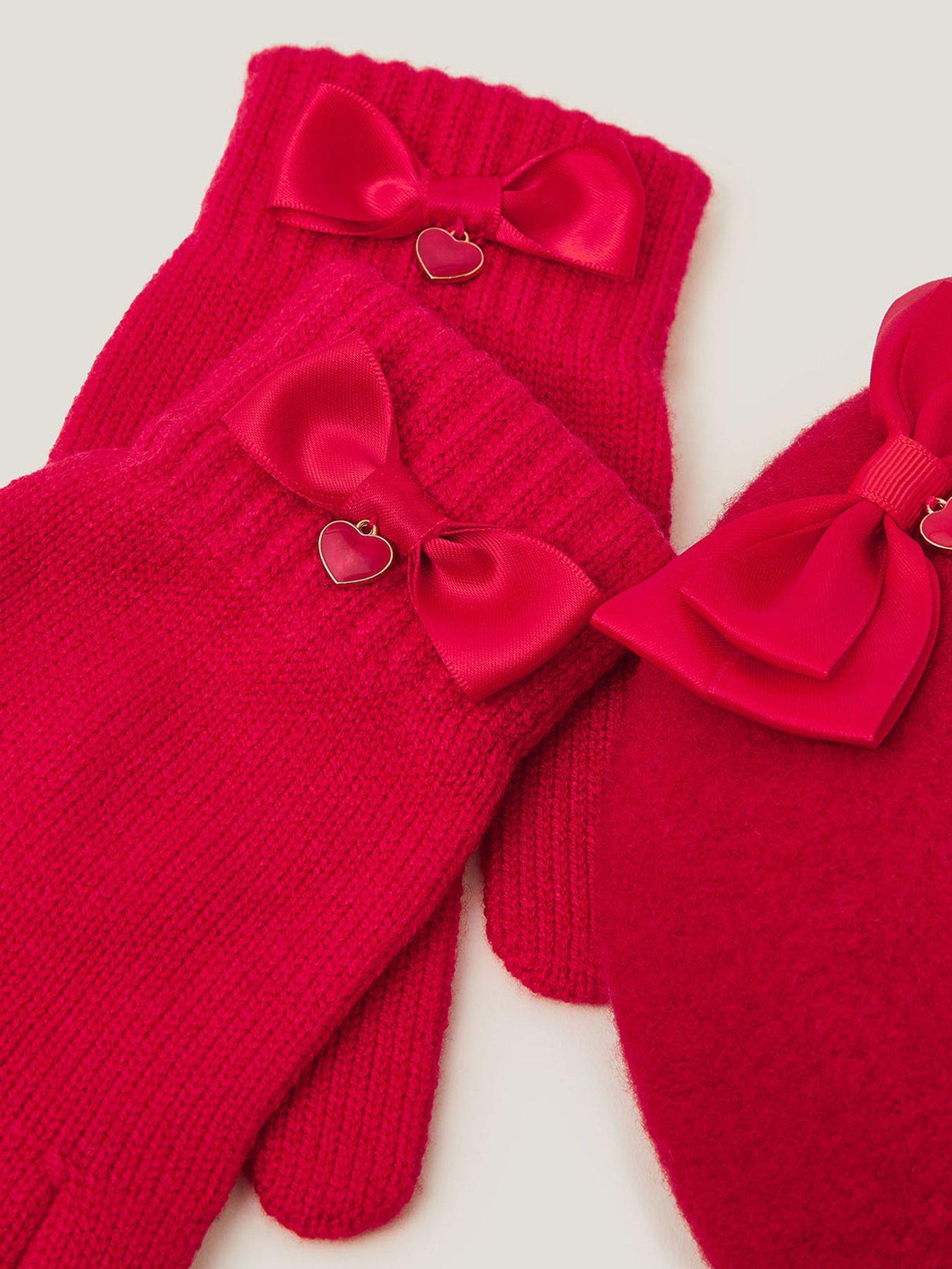  image of monsoon-girls-beret-and-gloves-set-red