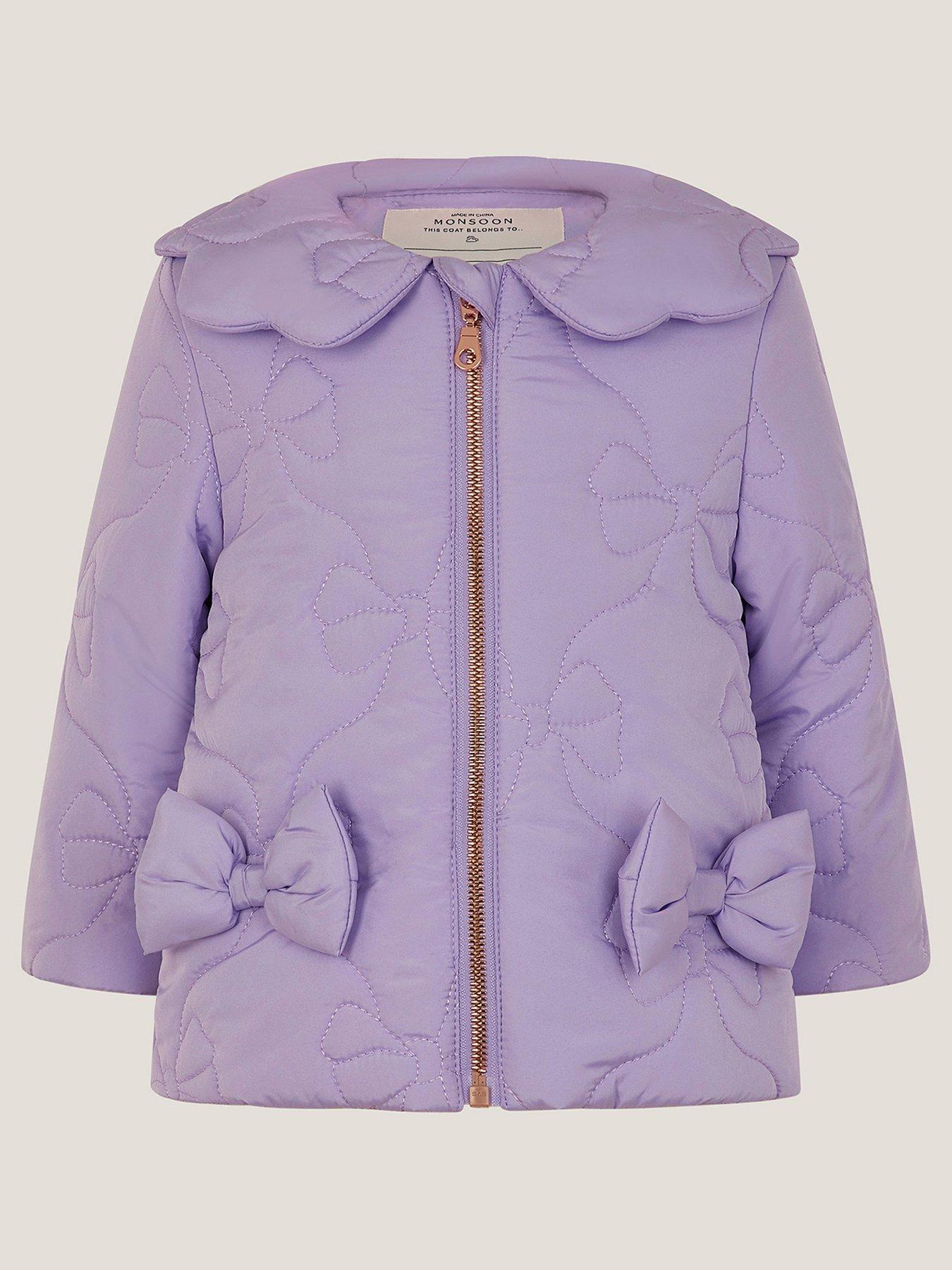 undefined Baby Girls Bow Quilted Jacket - Light Purple
