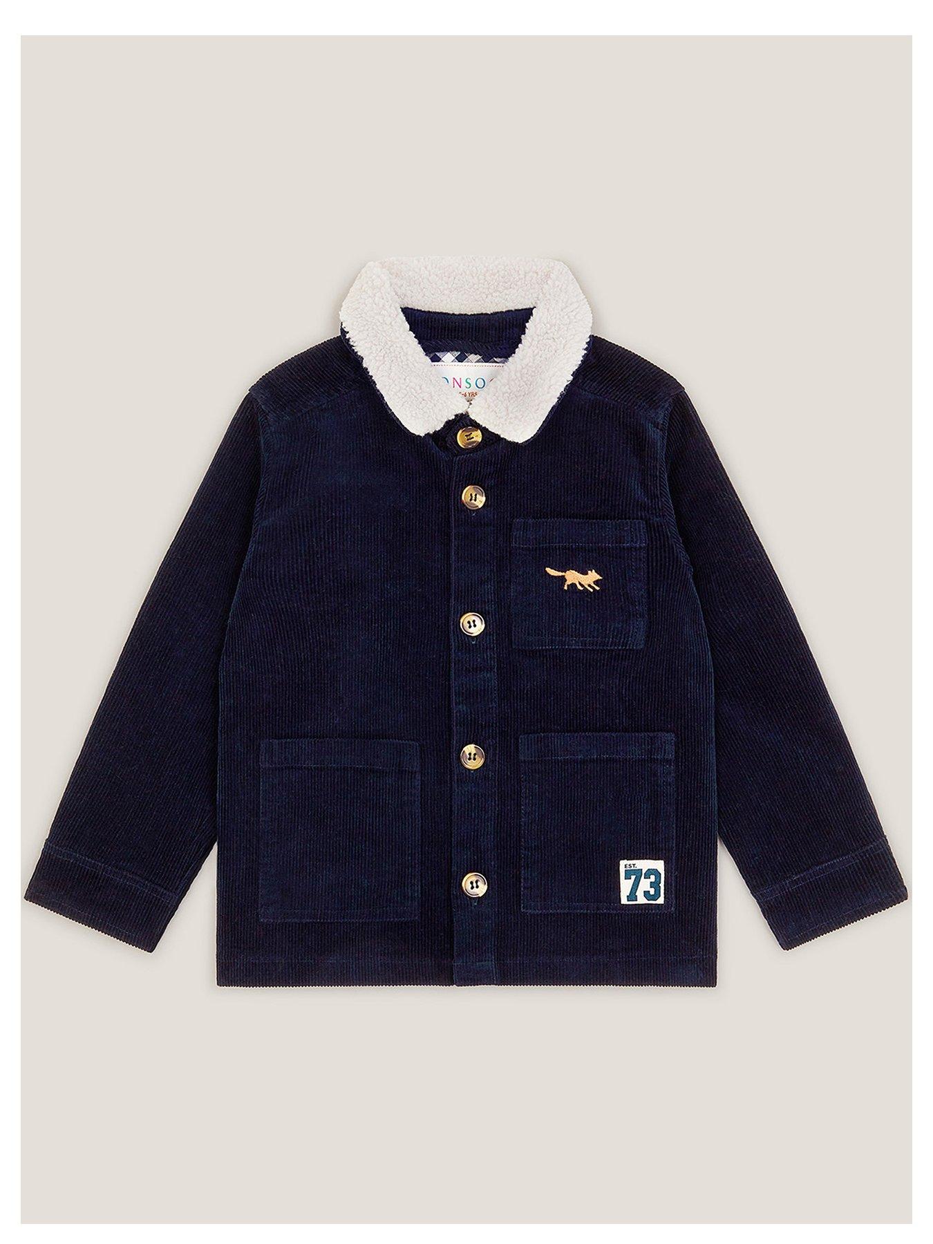 undefined Boys Corduroy Borg Collar Shirt - Navy