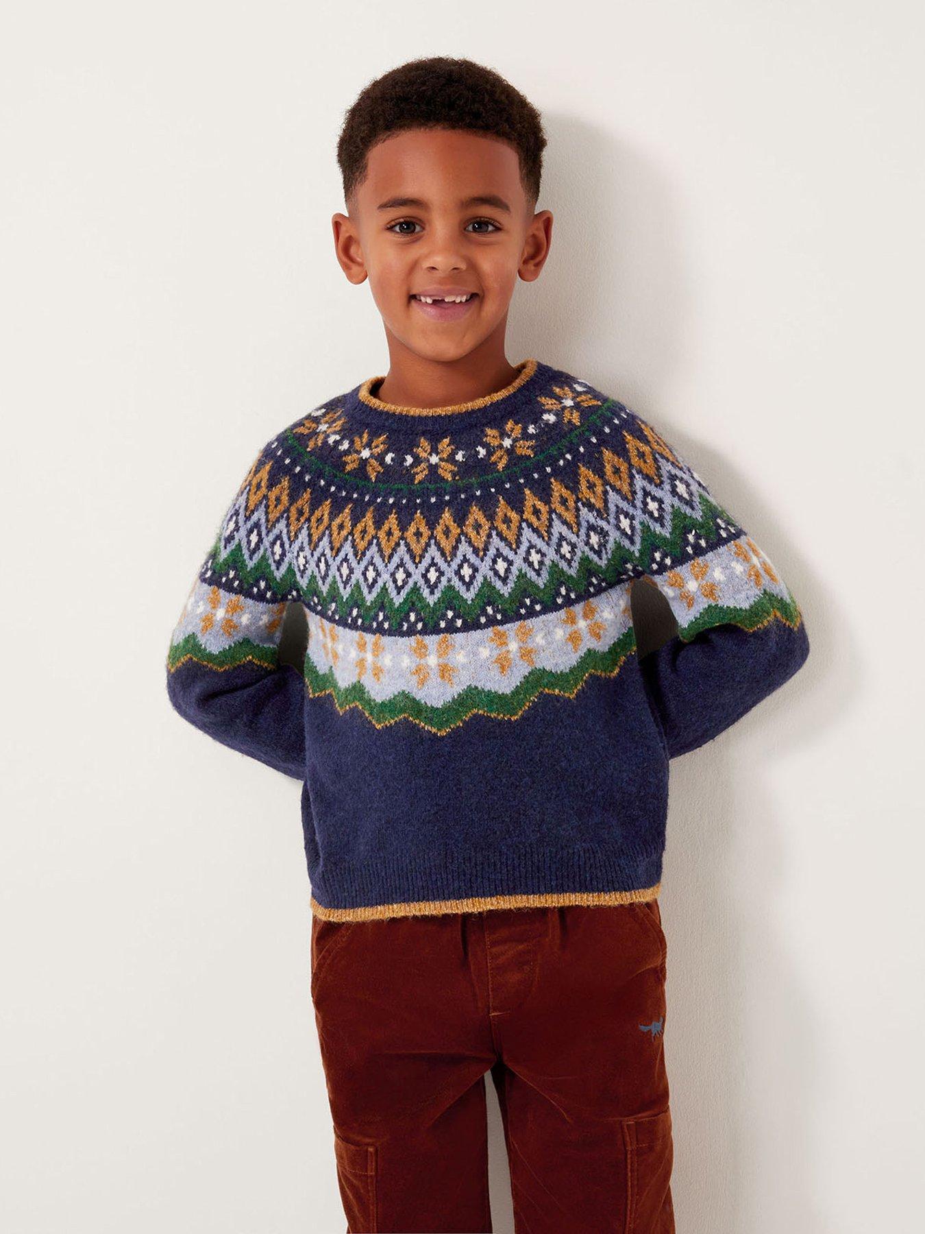 Monsoon Boys Crewneck Fair Isle Jumper - Navy