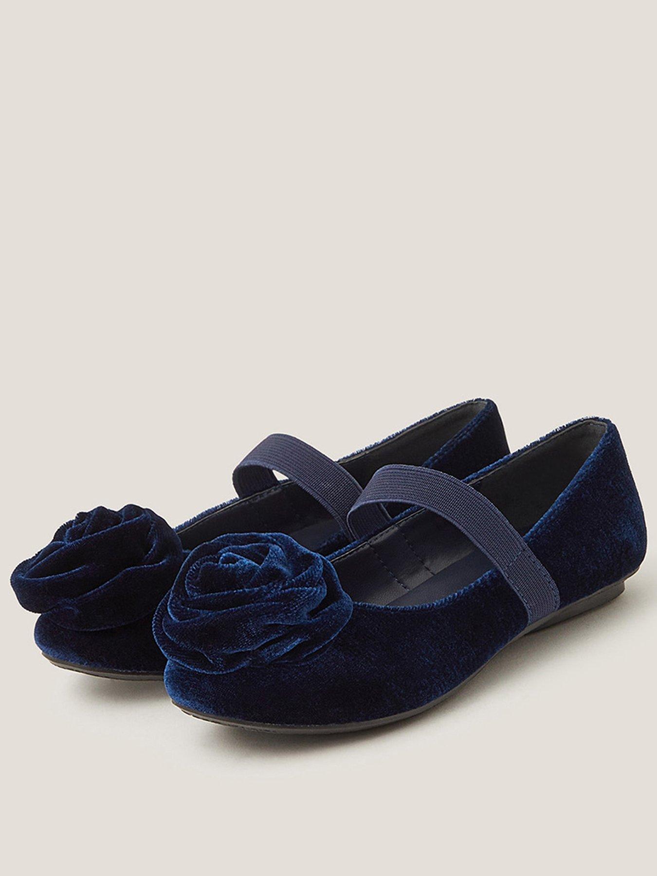 undefined Girls Rosette Ballerina Shoes - Navy