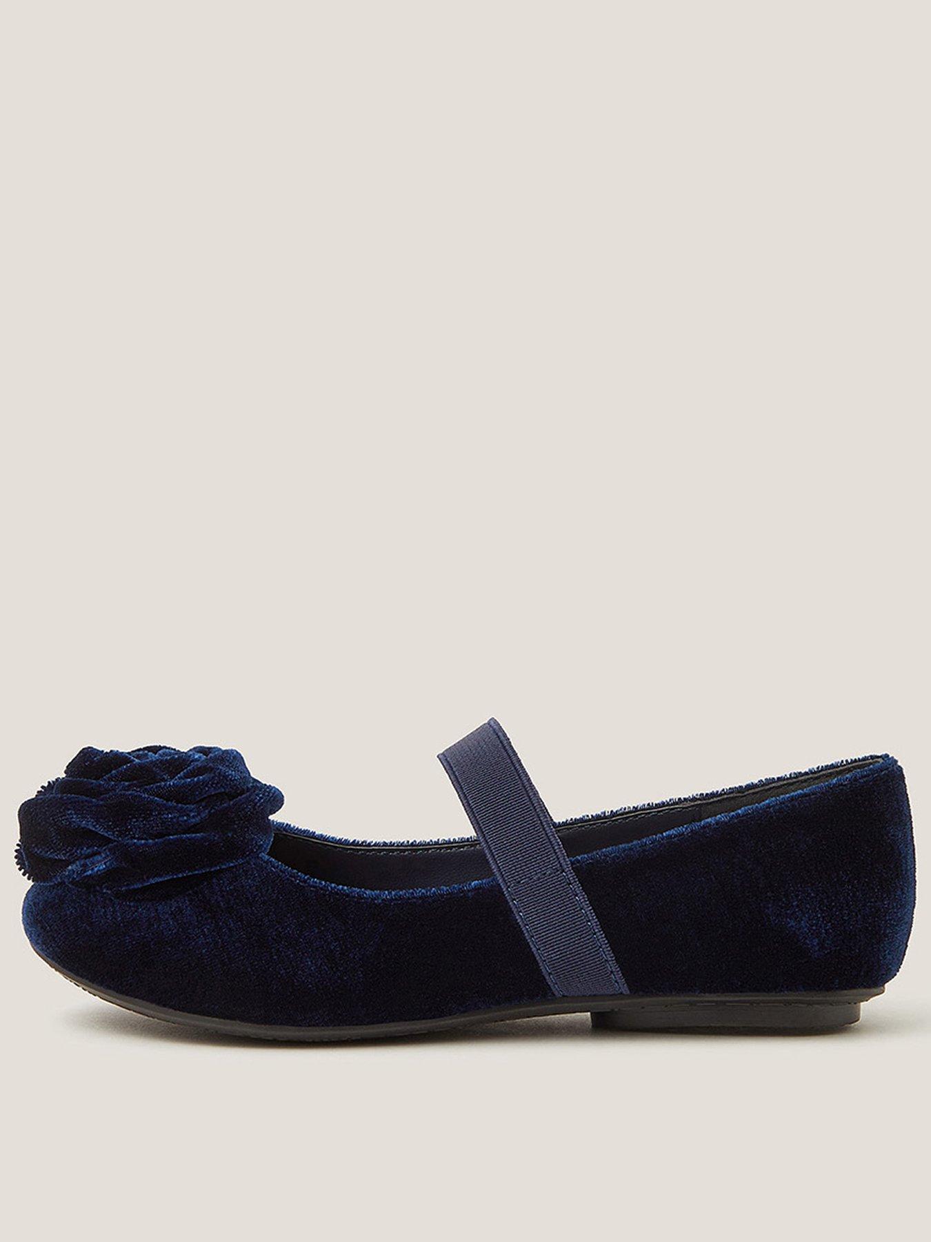 undefined Girls Rosette Ballerina Shoes - Navy