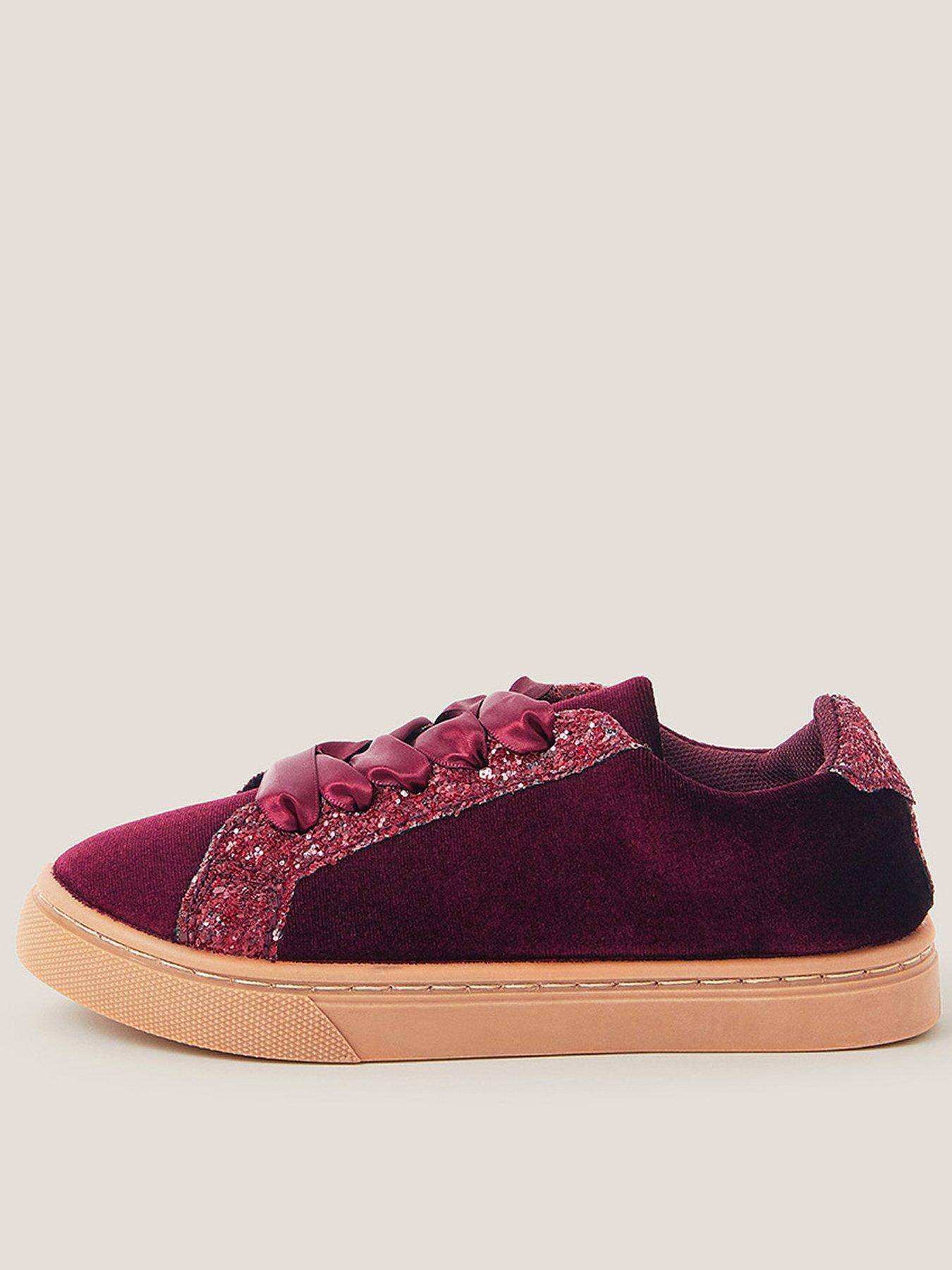 undefined Girls Velvet Trainers - Dark Red