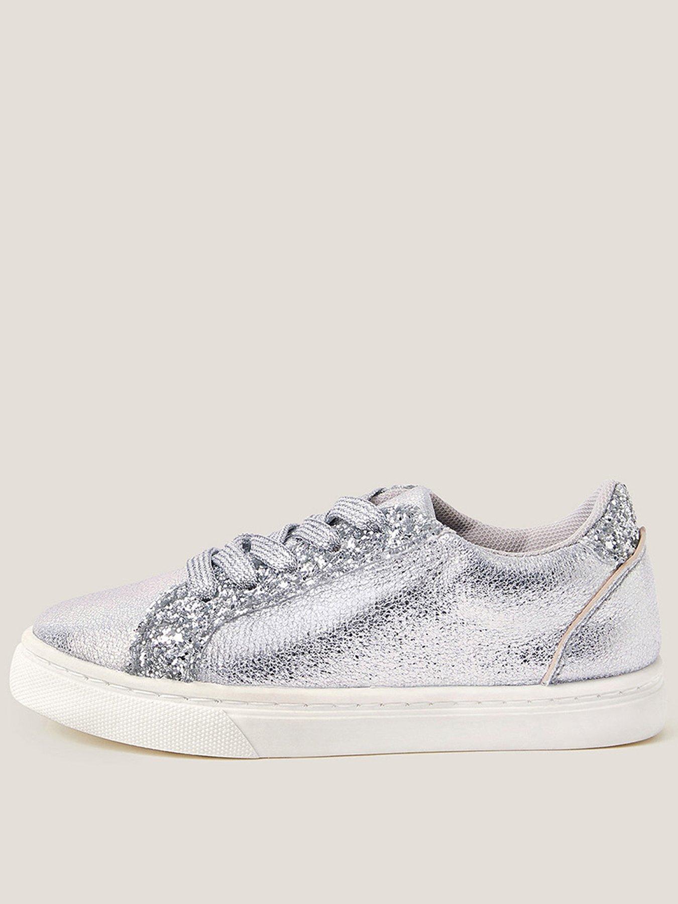 undefined Girls Glitter Saprkle Trainers - Silver