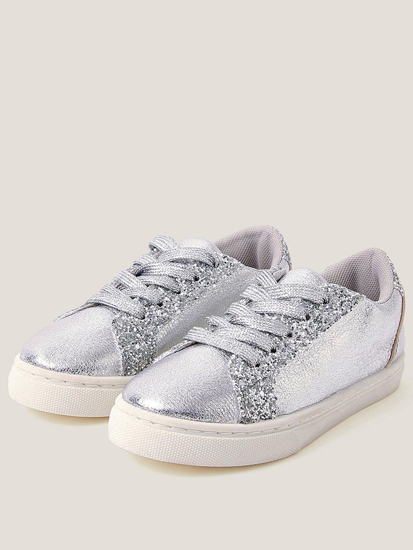 Image 2 of 3 of Monsoon Girls Glitter Sparkle Trainers - Silver