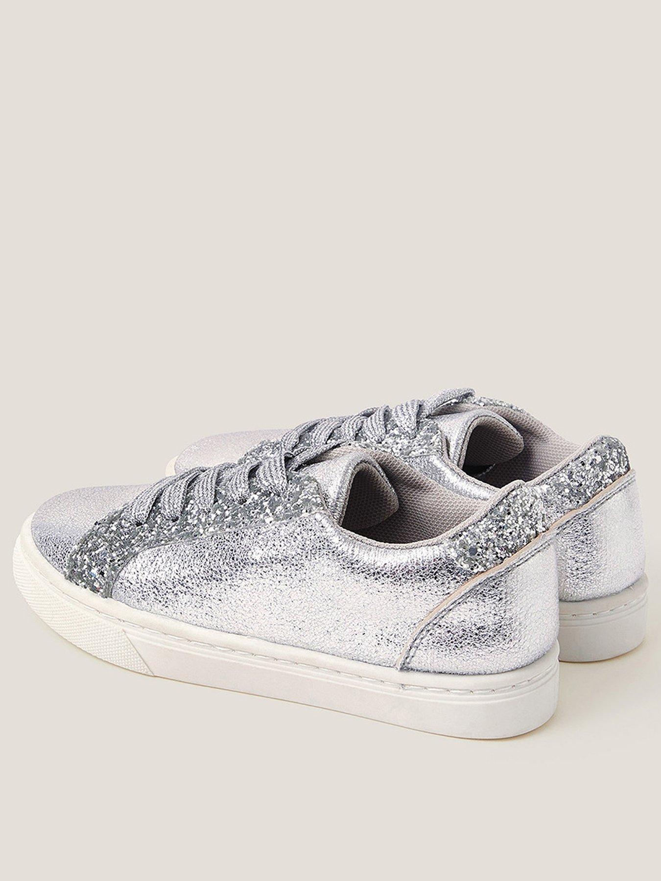 Image 3 of 3 of Monsoon Girls Glitter Sparkle Trainers - Silver