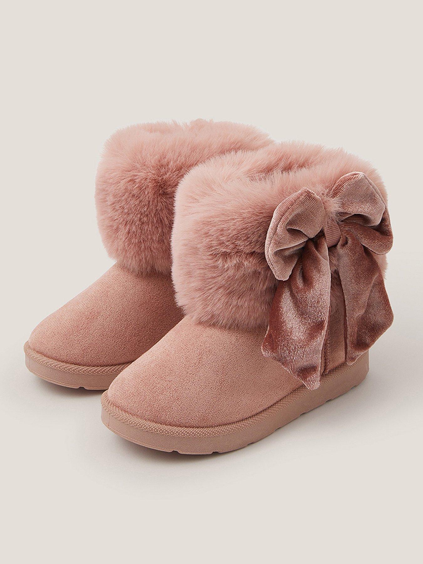 Image 2 of 3 of Monsoon Baby Girls Faux Fur Boots - Pink
