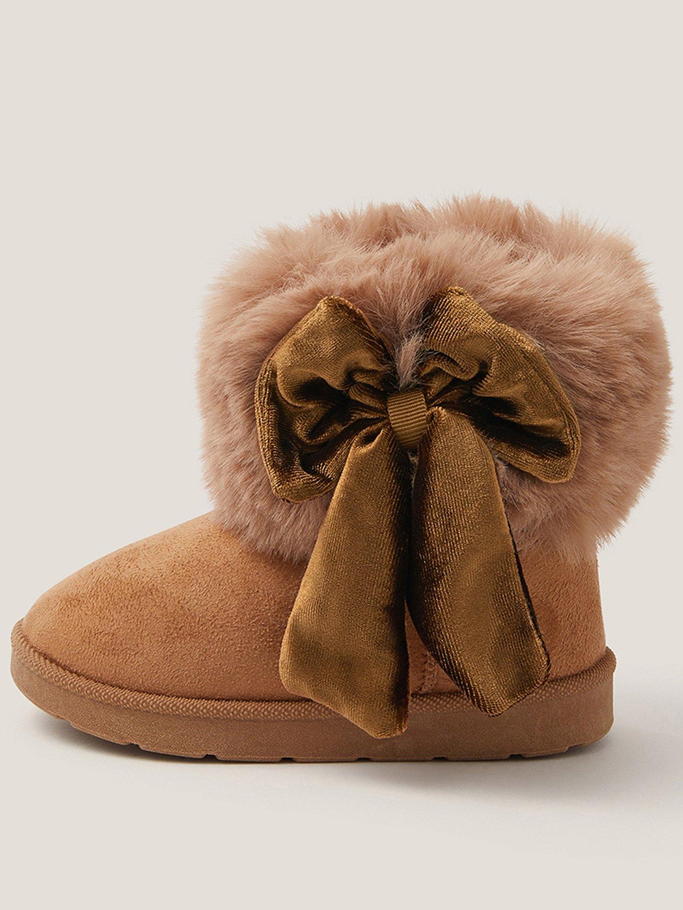 undefined Baby Girls Faux Fur Boots - Brown