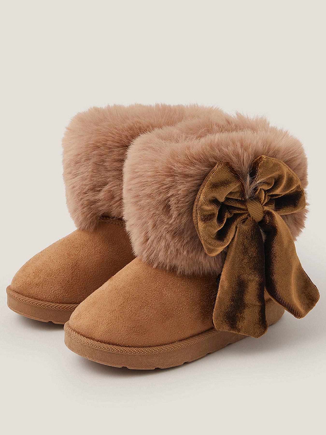 Image 2 of 3 of Monsoon Baby Girls Faux Fur Boots - Brown