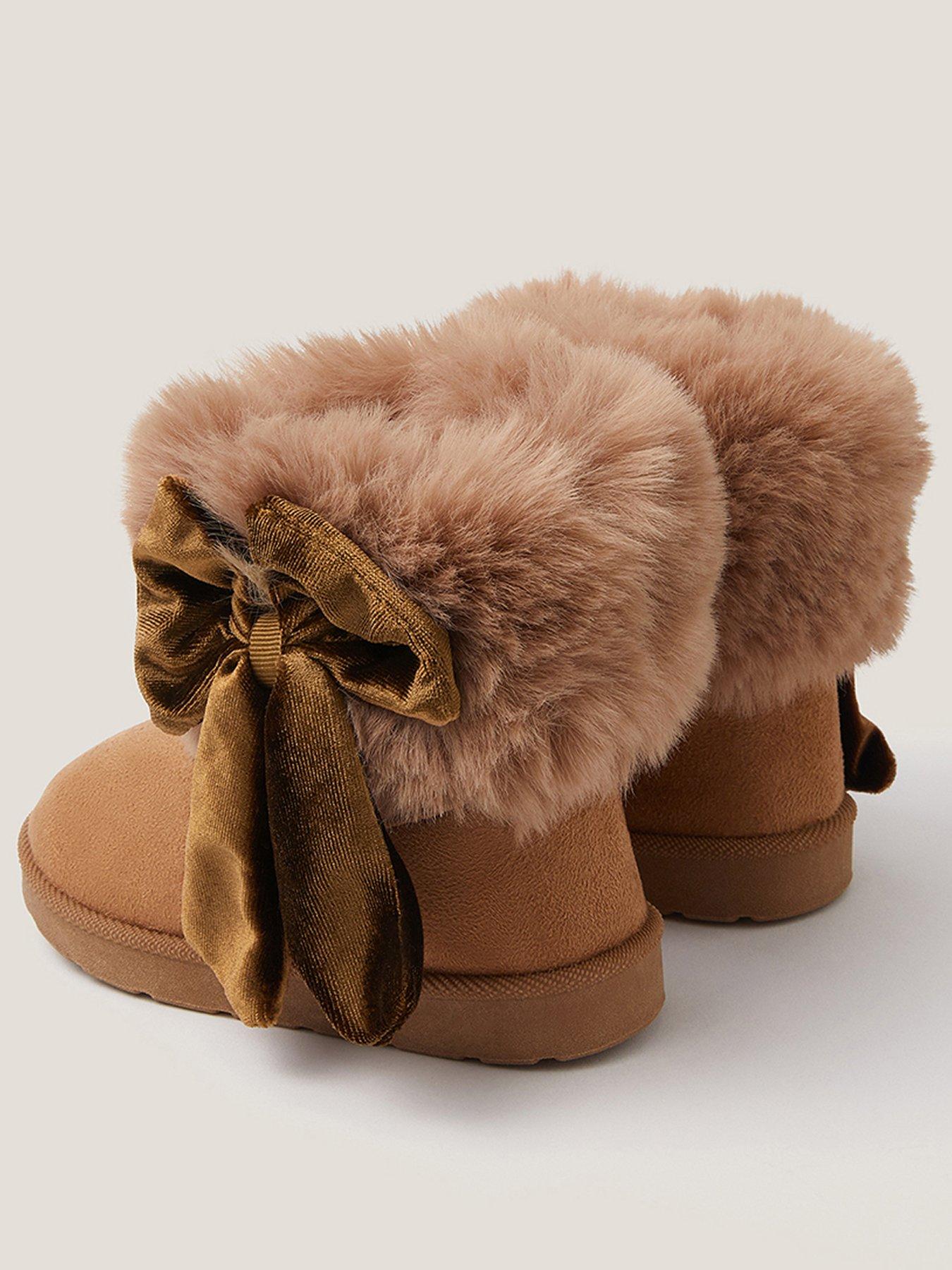 Image 3 of 3 of Monsoon Baby Girls Faux Fur Boots - Brown